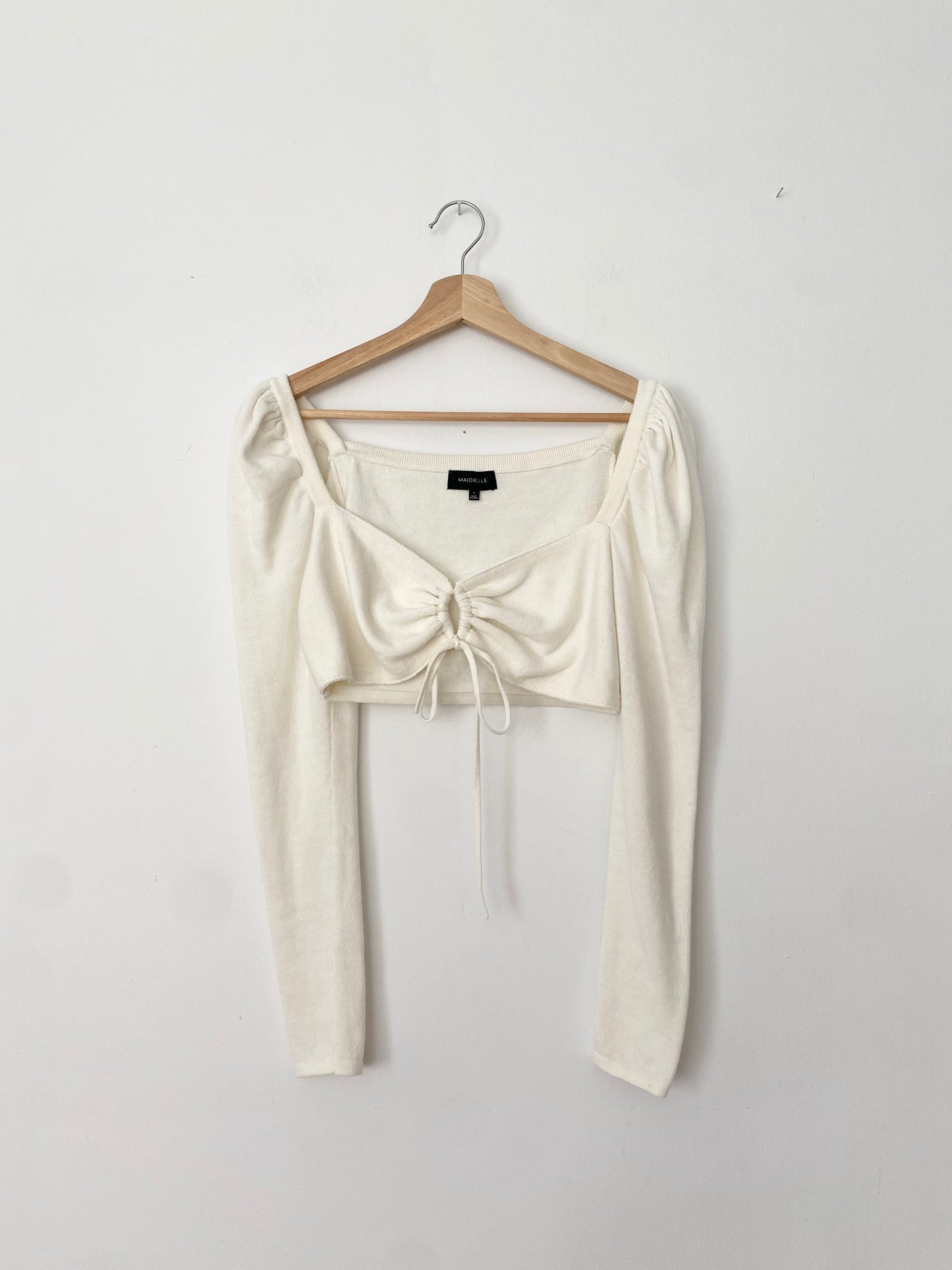 Majorelle white knit tie front top Medium