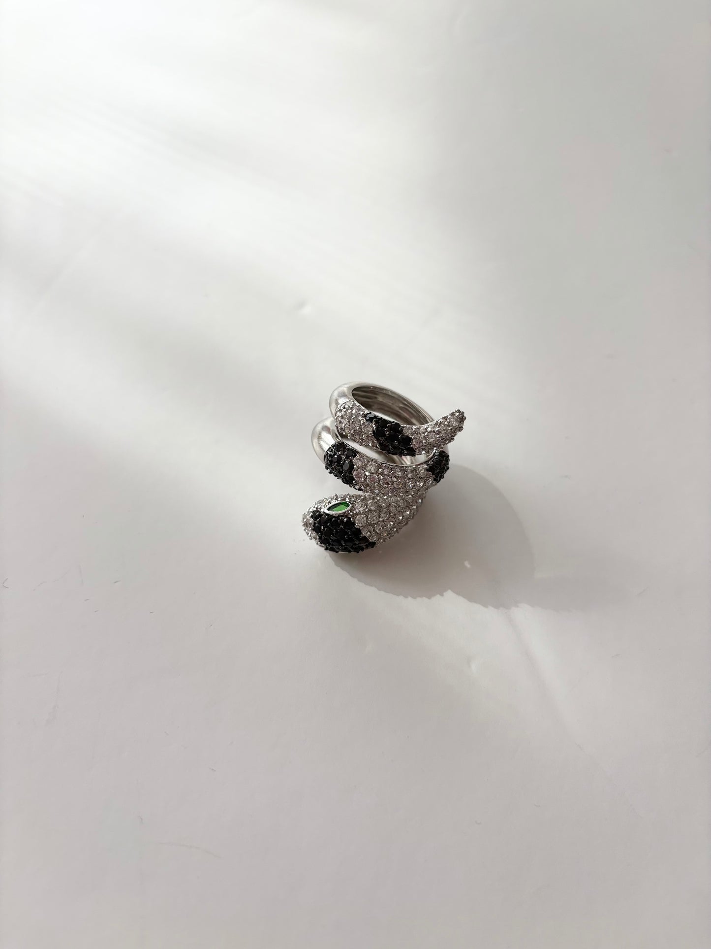 Noir NYC silver CZ pavé snake ring