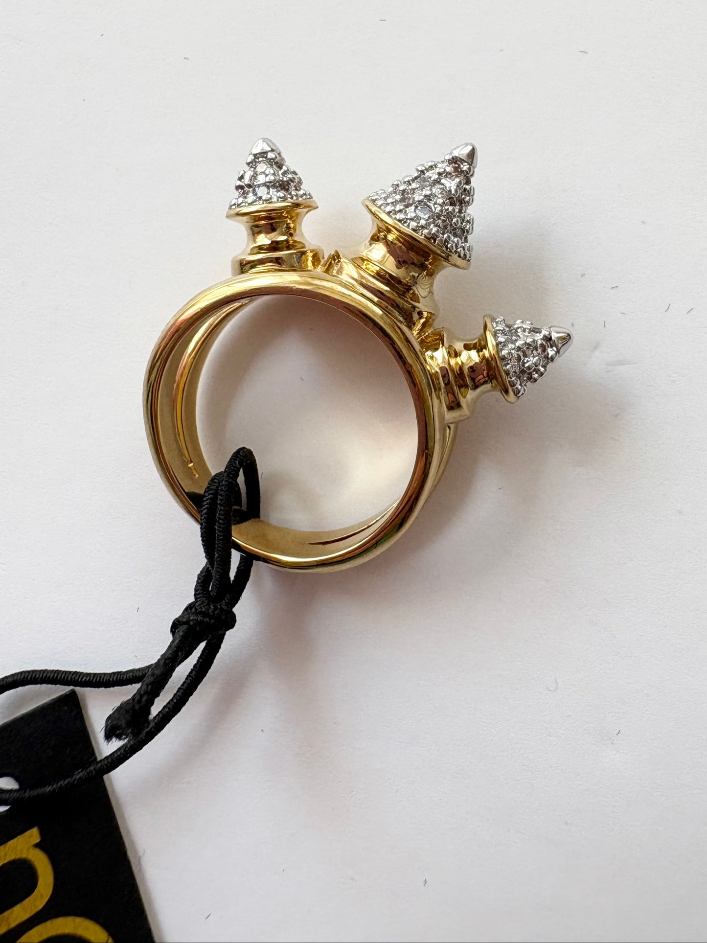 Noir NYC Honey 3 Spike Pave Ring