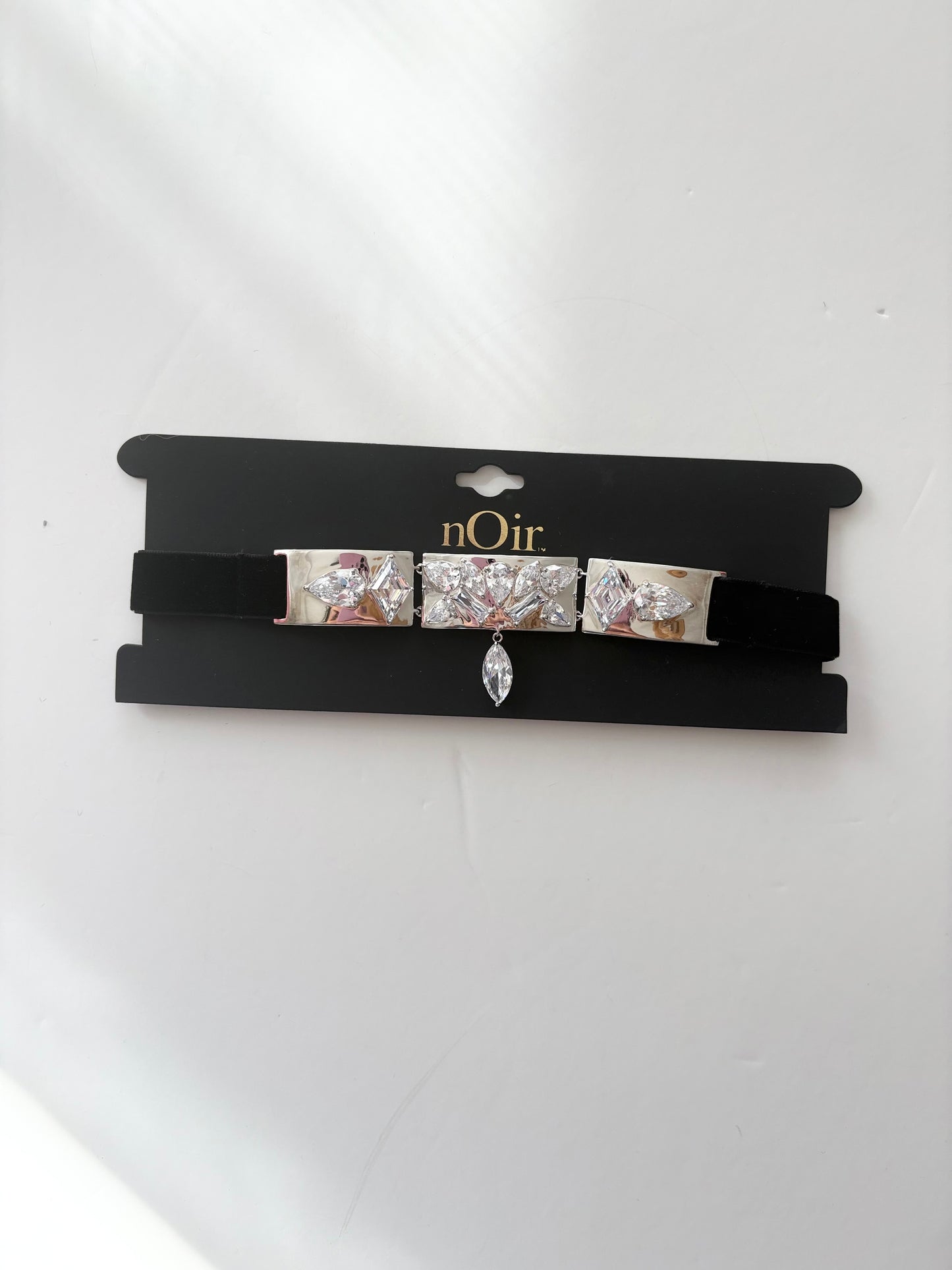 Noir NYC rhodium plated jagged choker necklace