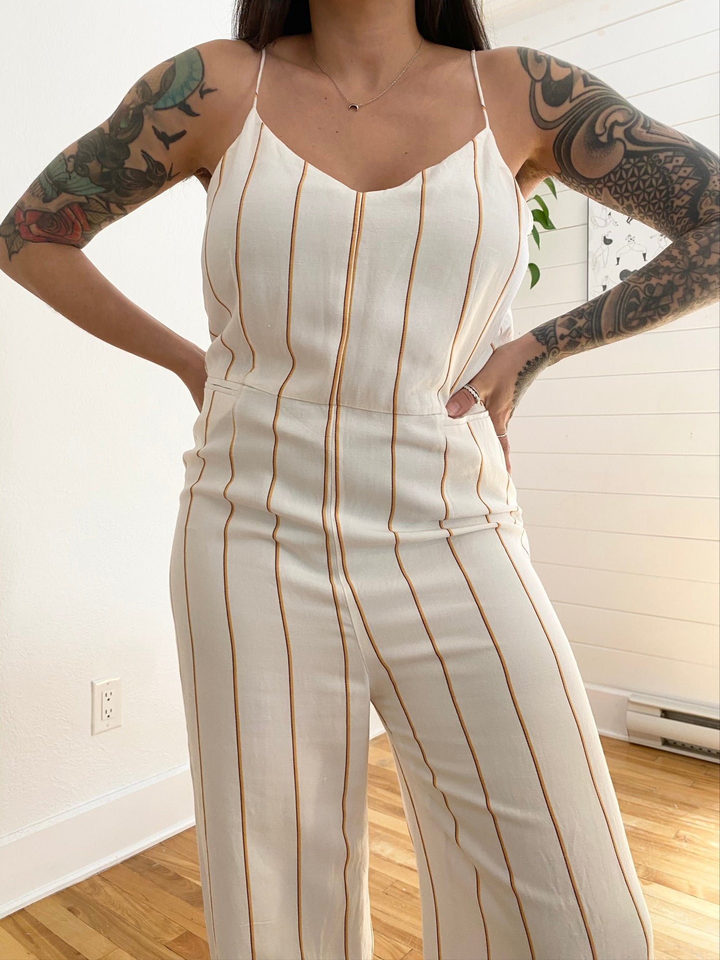 Anthropologie The Essential yarn-dyed jumpsuit M/L