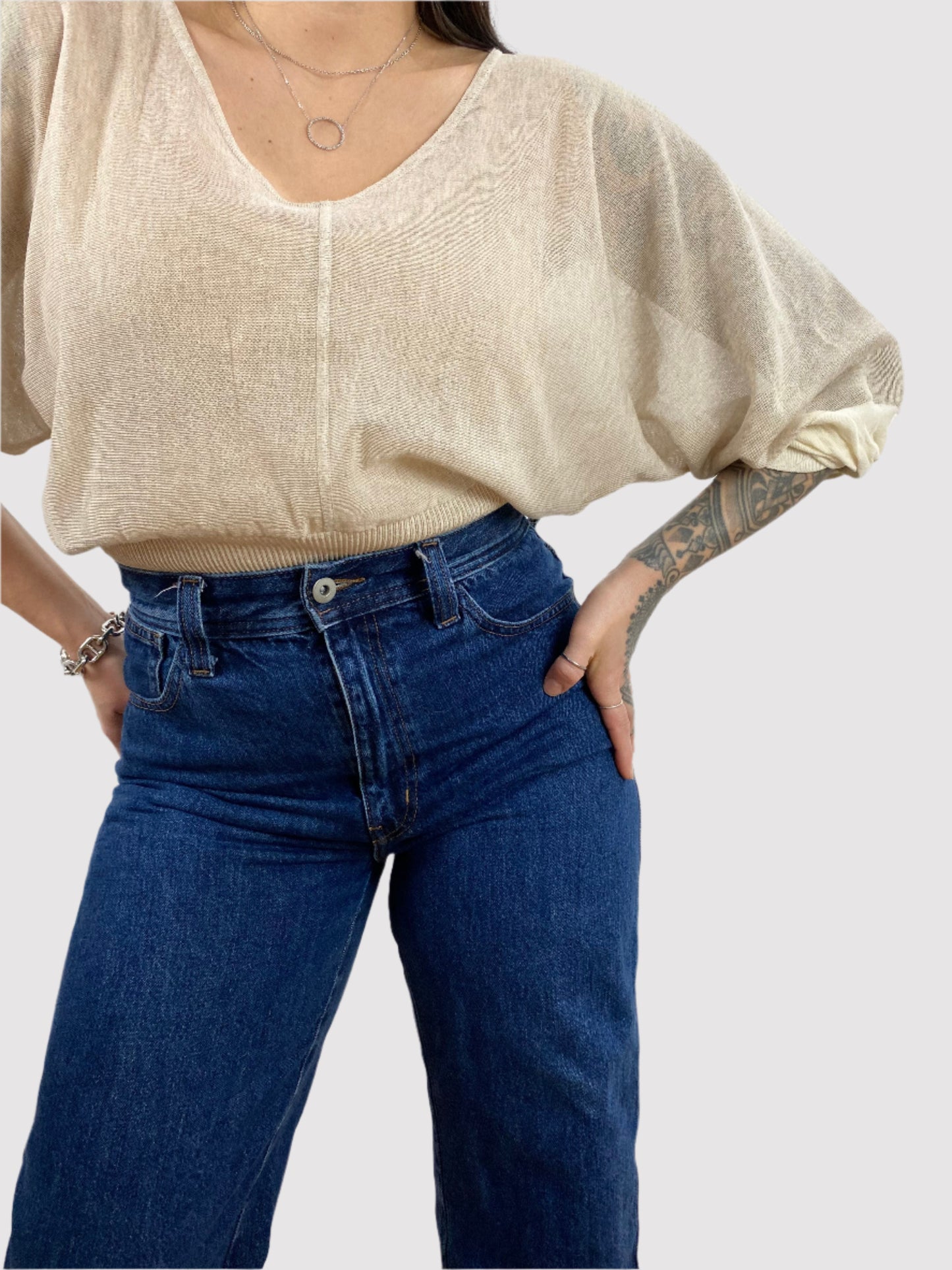 Stefano Mortari semi sheer balloon top S/M