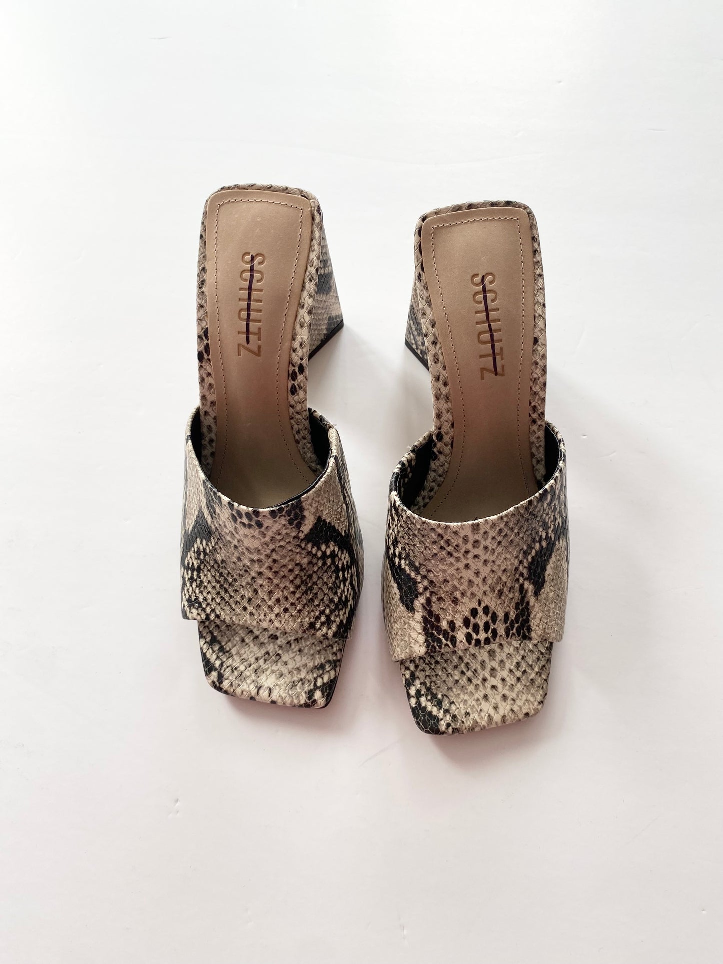 Schutz Lisa snake embossed leather sandals US5.5