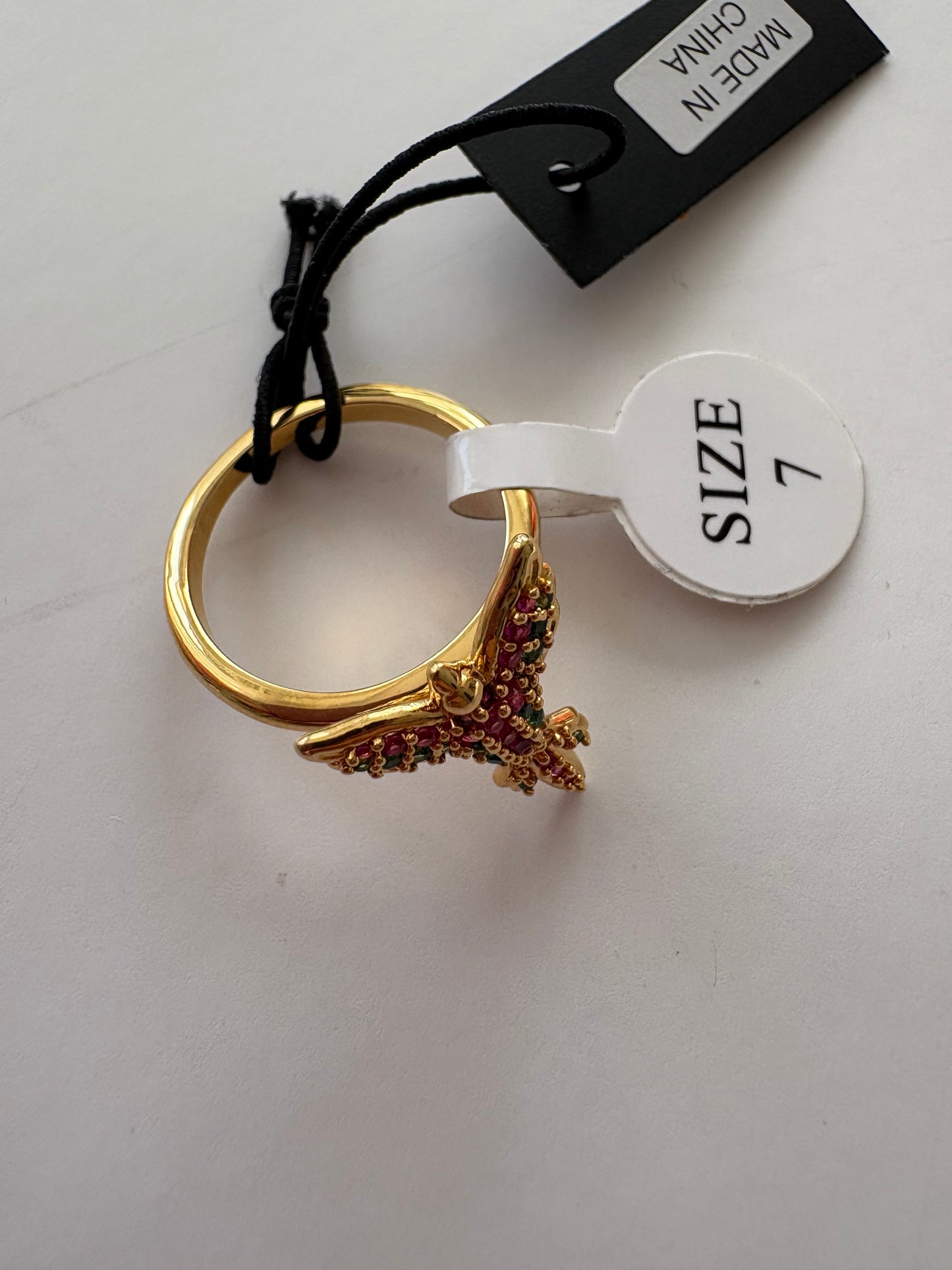 Noir NYC butterfly CZ gold plated ring