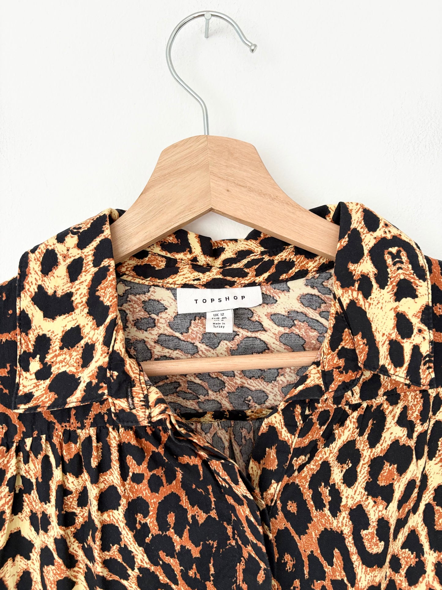 Topshop leopard tiered blouse M/L
