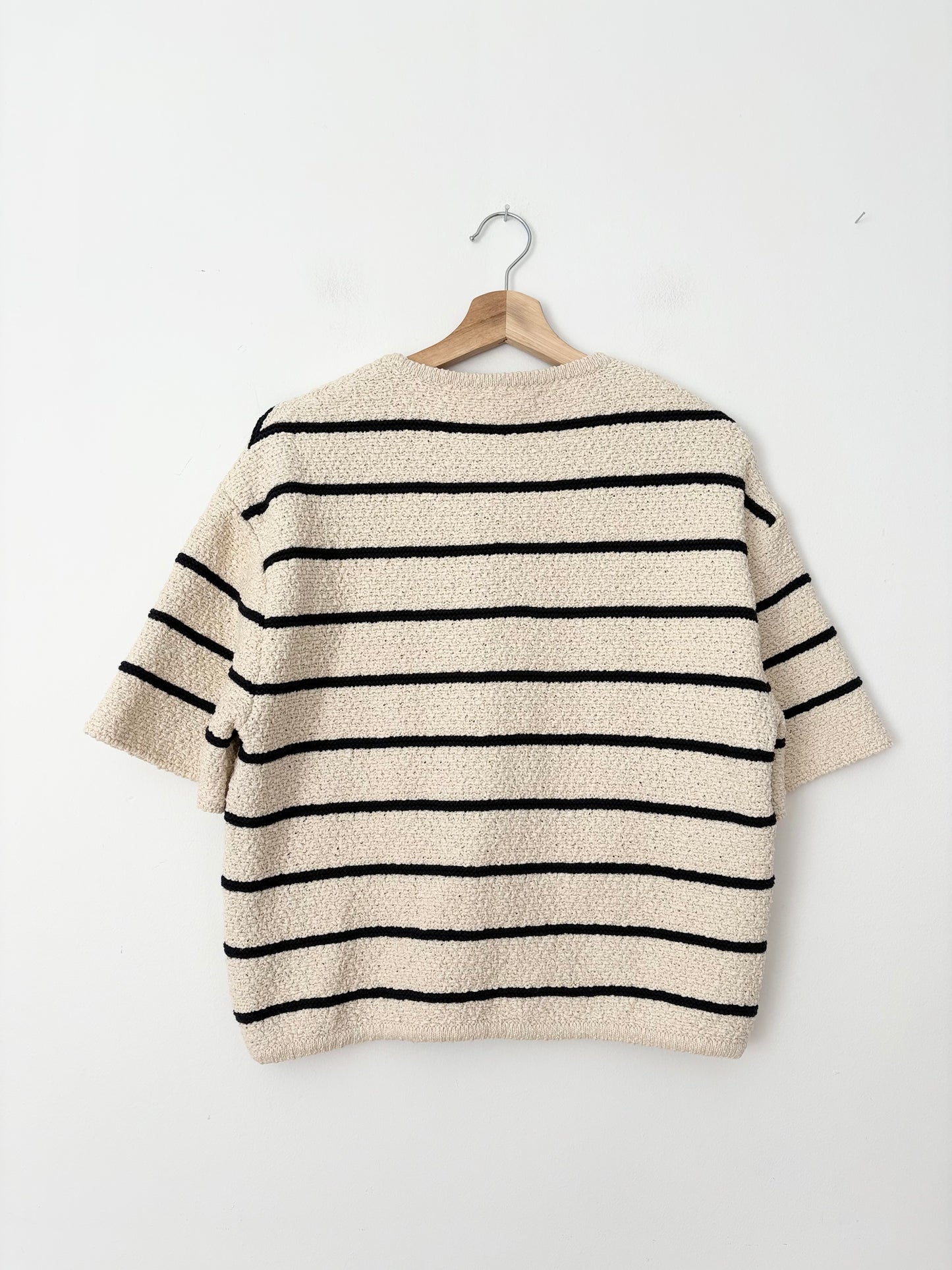 Massimo Dutti stripe textured knit cardigan Medium