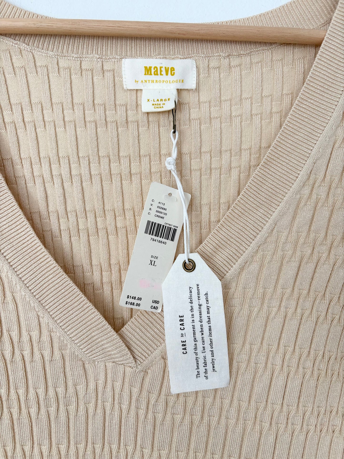 Anthropologie Maeve sheer puff sleeve knit sweater XL