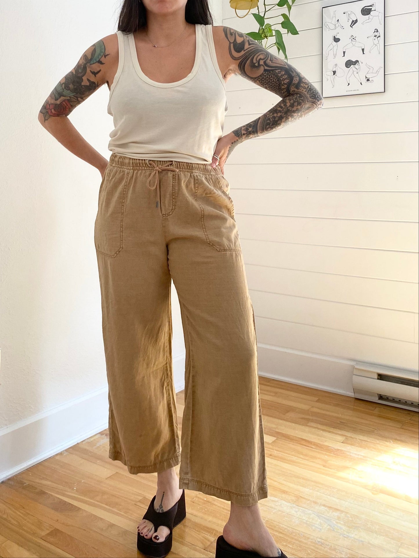 Splendid Angie crop wide leg pants Medium