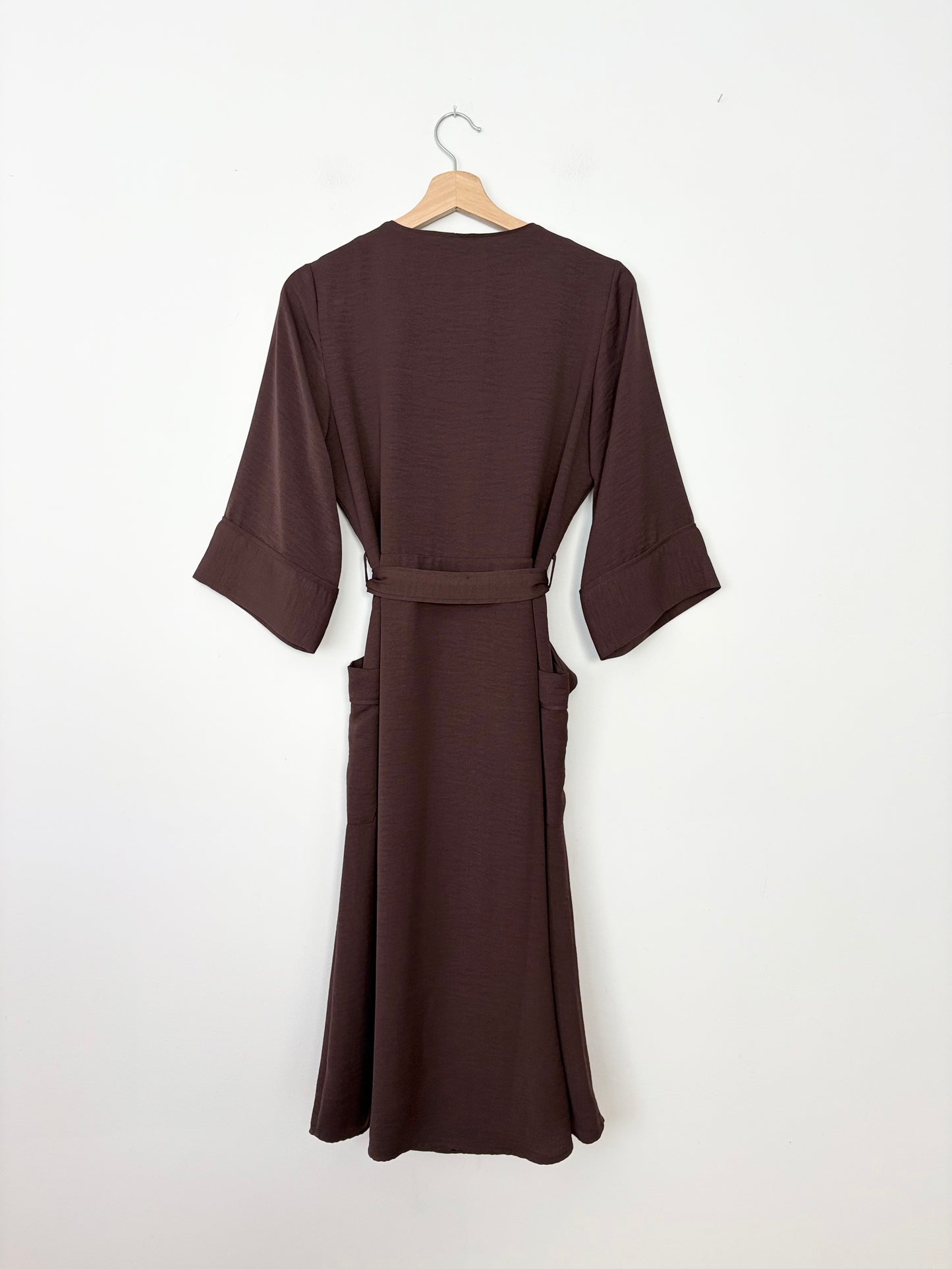 Frank & Oak brown wrap dress Small