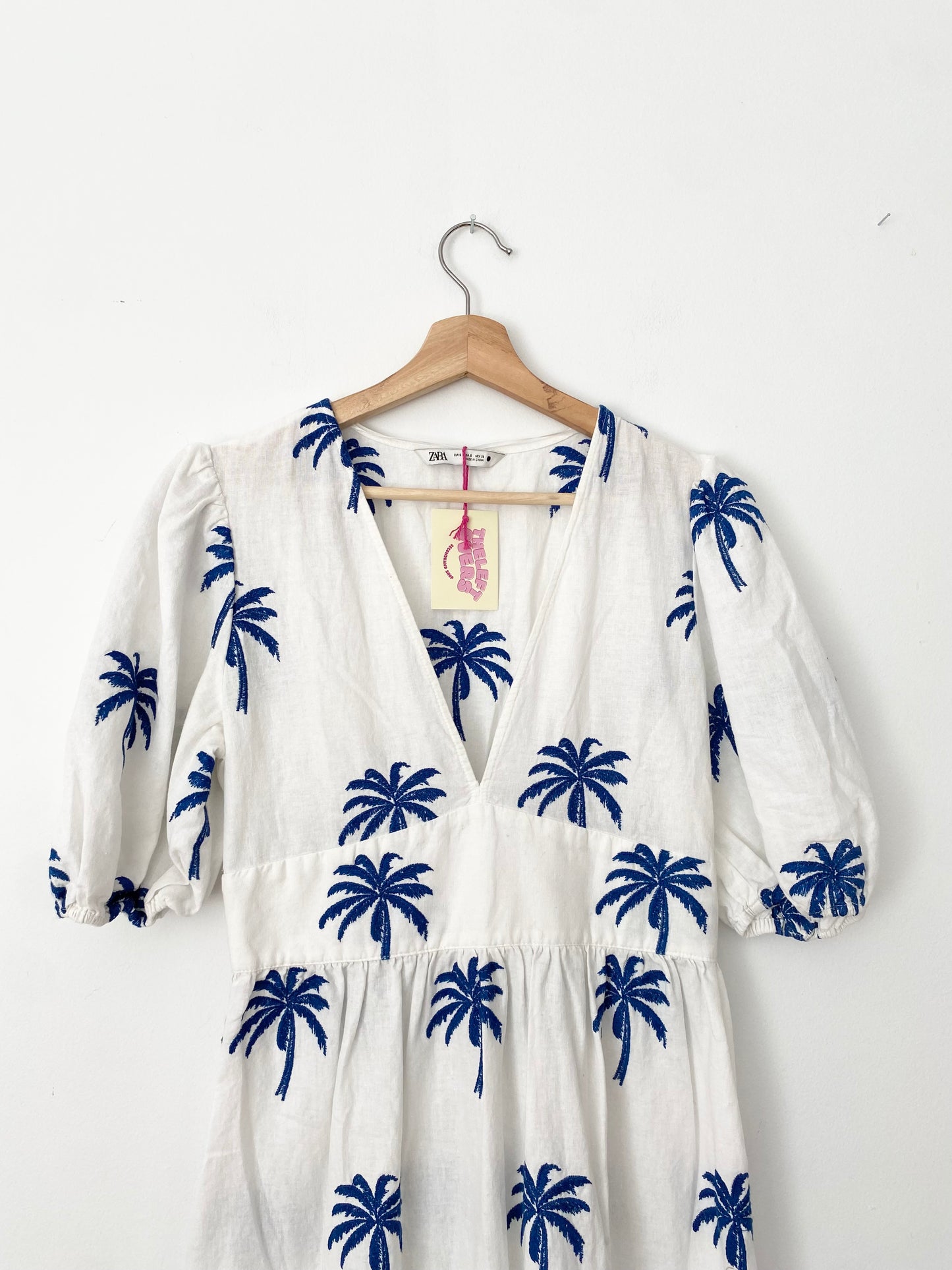 Zara palm tree embroidered maxi dress S/M
