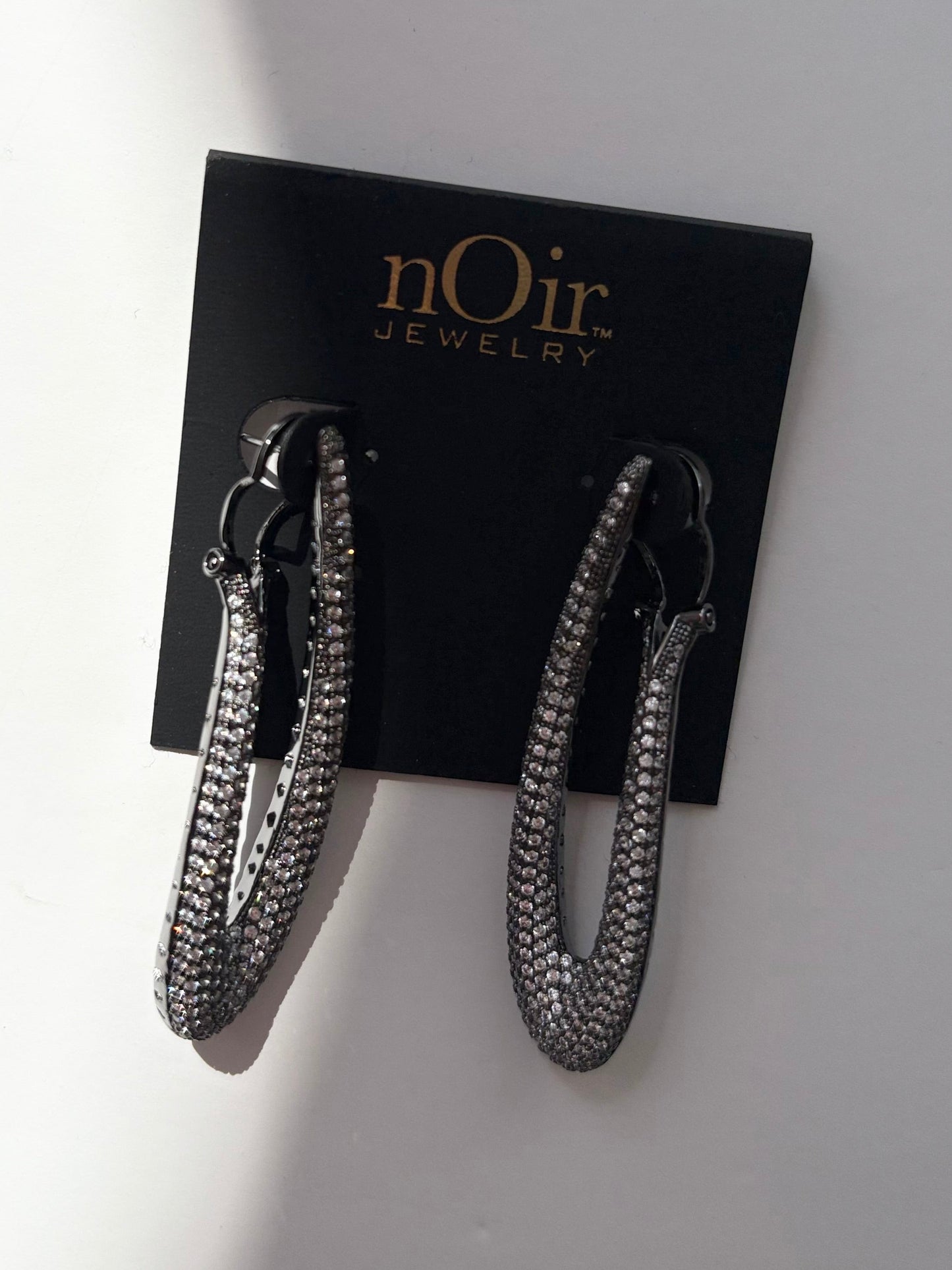 Noir NYC diamante gunmetal earrings