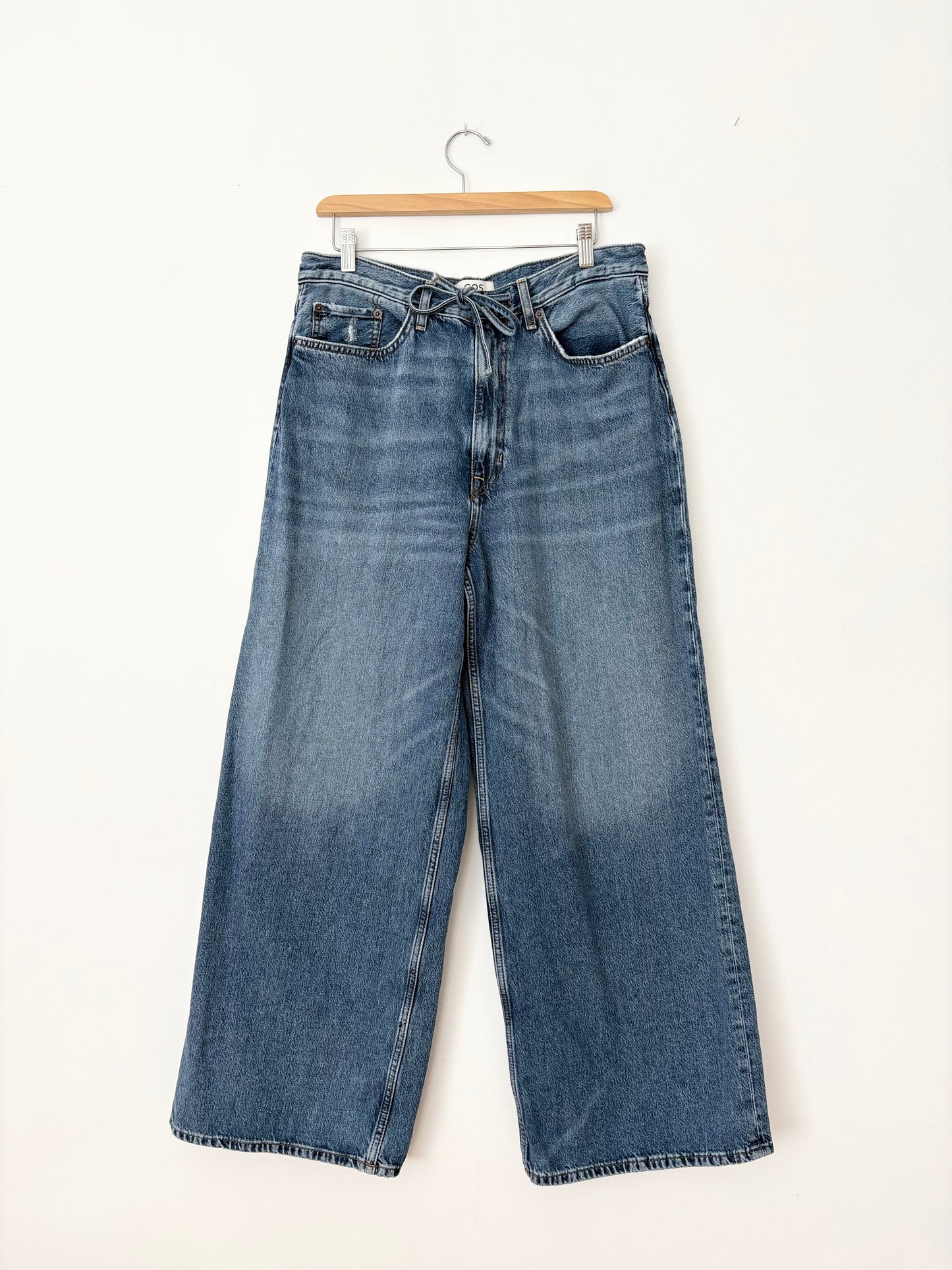 COS denim wide leg drawstring pants M/L
