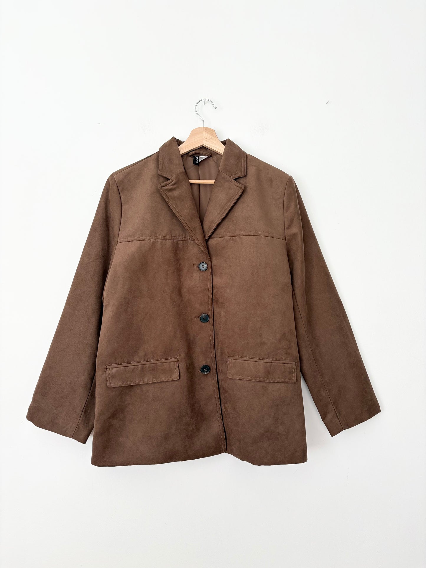H&M single breasted faux suede jacket M/L