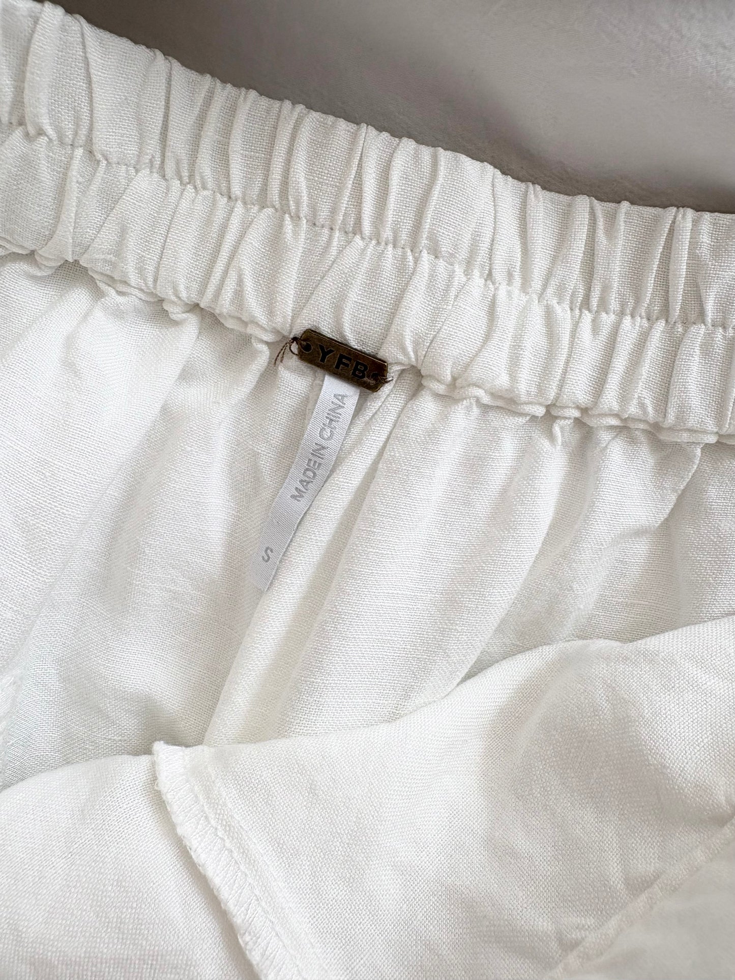 YFB short-jupe en lin blanc Taille S