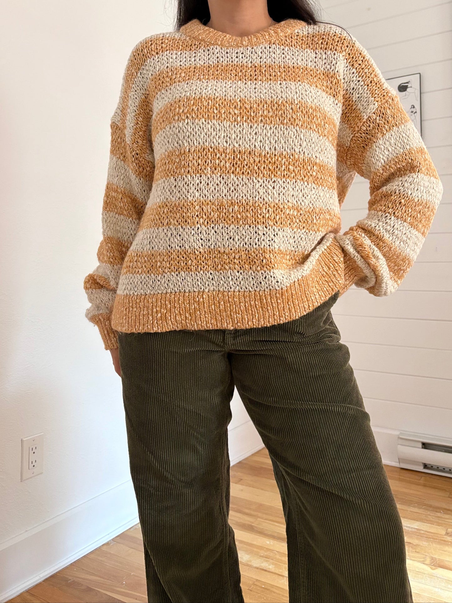 Madewell Baez pullover sweater in stripe Medium