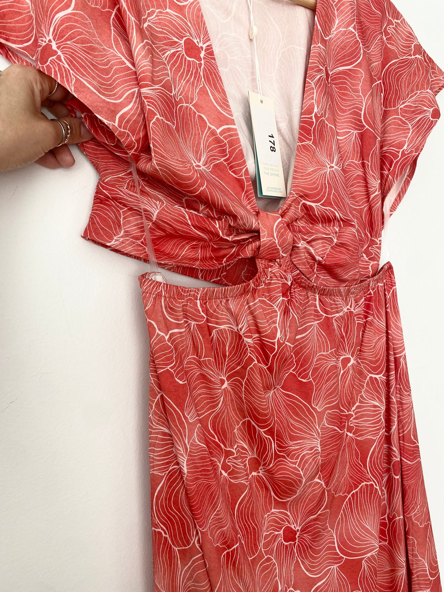 Robe midi dos nu SHORE à fleurs corail *Plusieurs tailles*