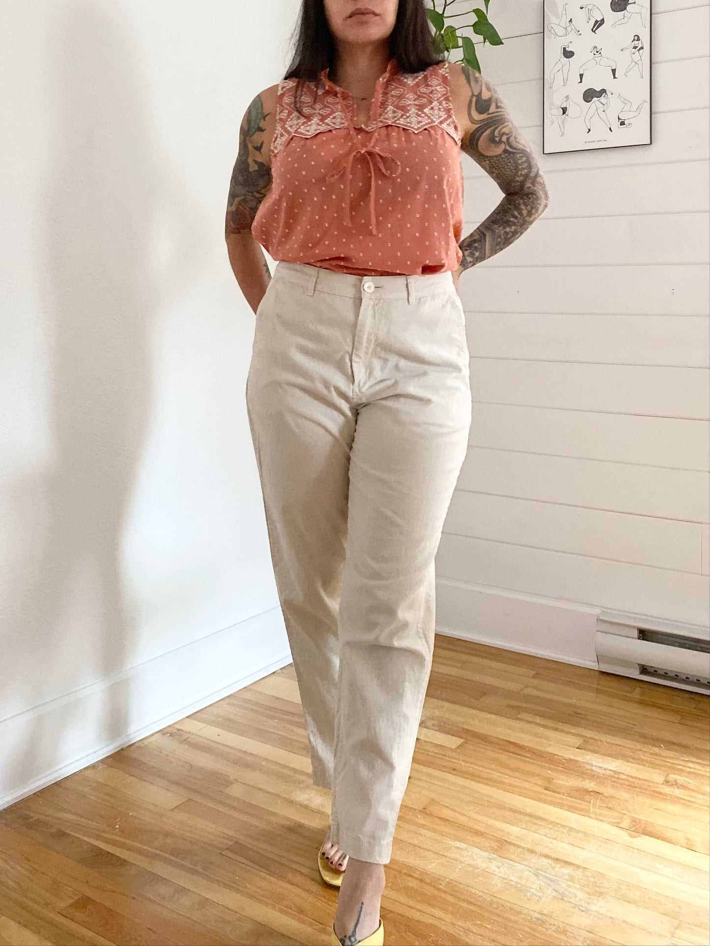 Pantalon large en lin mélangé Uniqlo W28/29