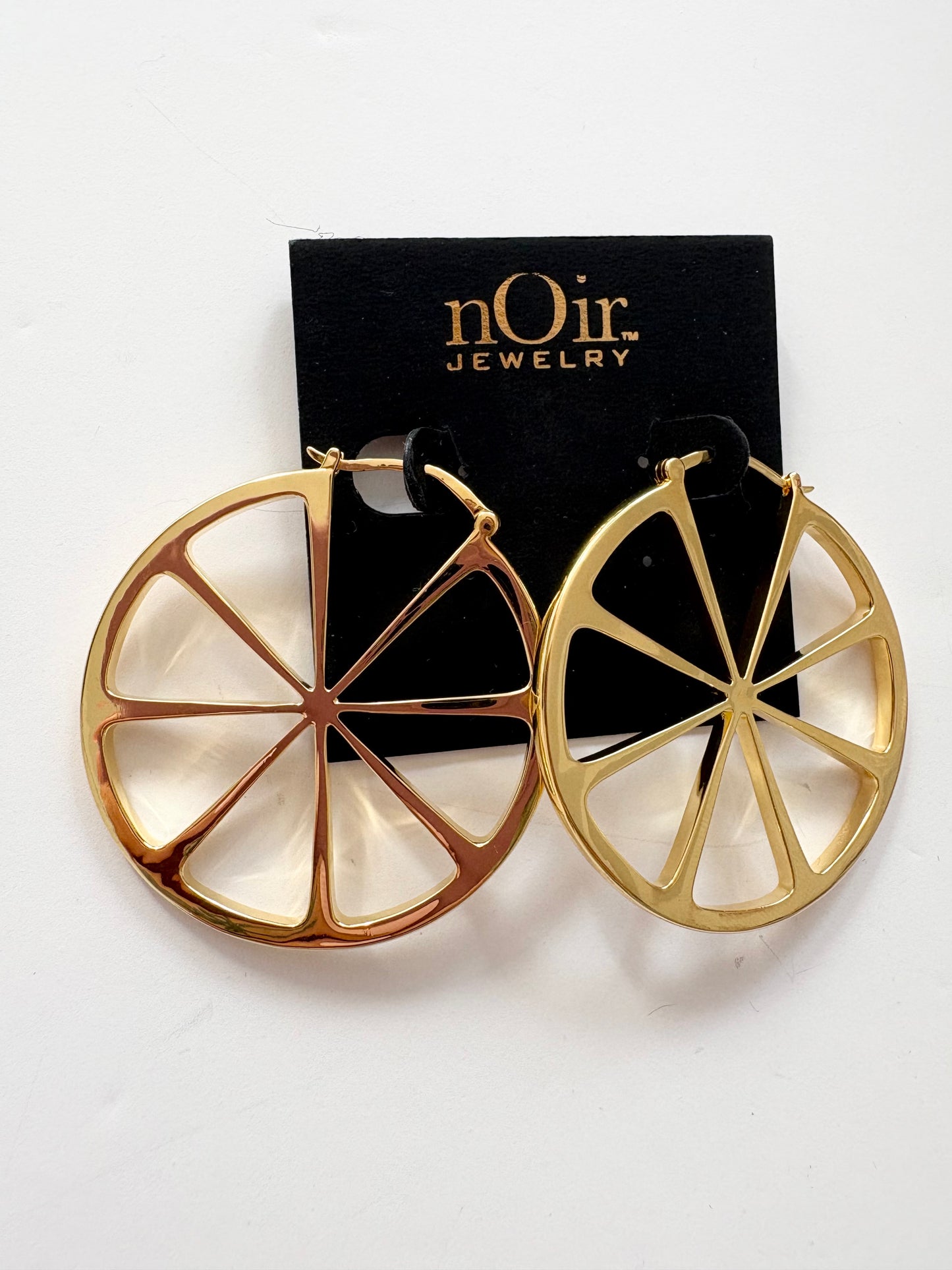 Boucles d'oreilles en tranches de citron plaquées or Noir NYC