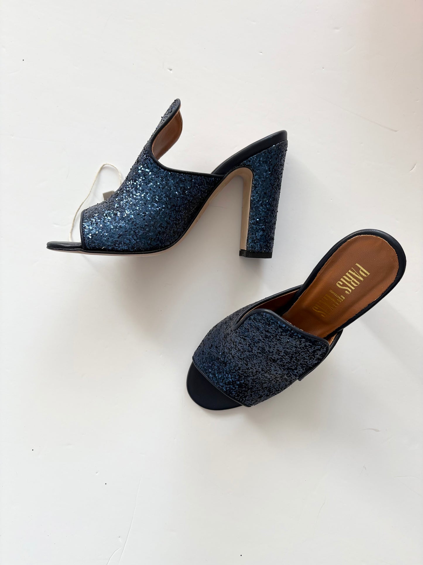 Mules à paillettes Paris Texas à bout ouvert, pointure US6