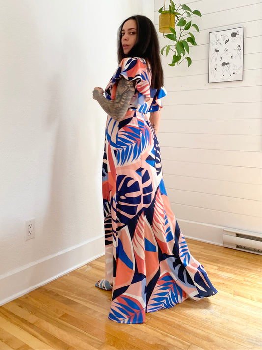 Robe longue à imprimé feuilles Hutch Talia S/M