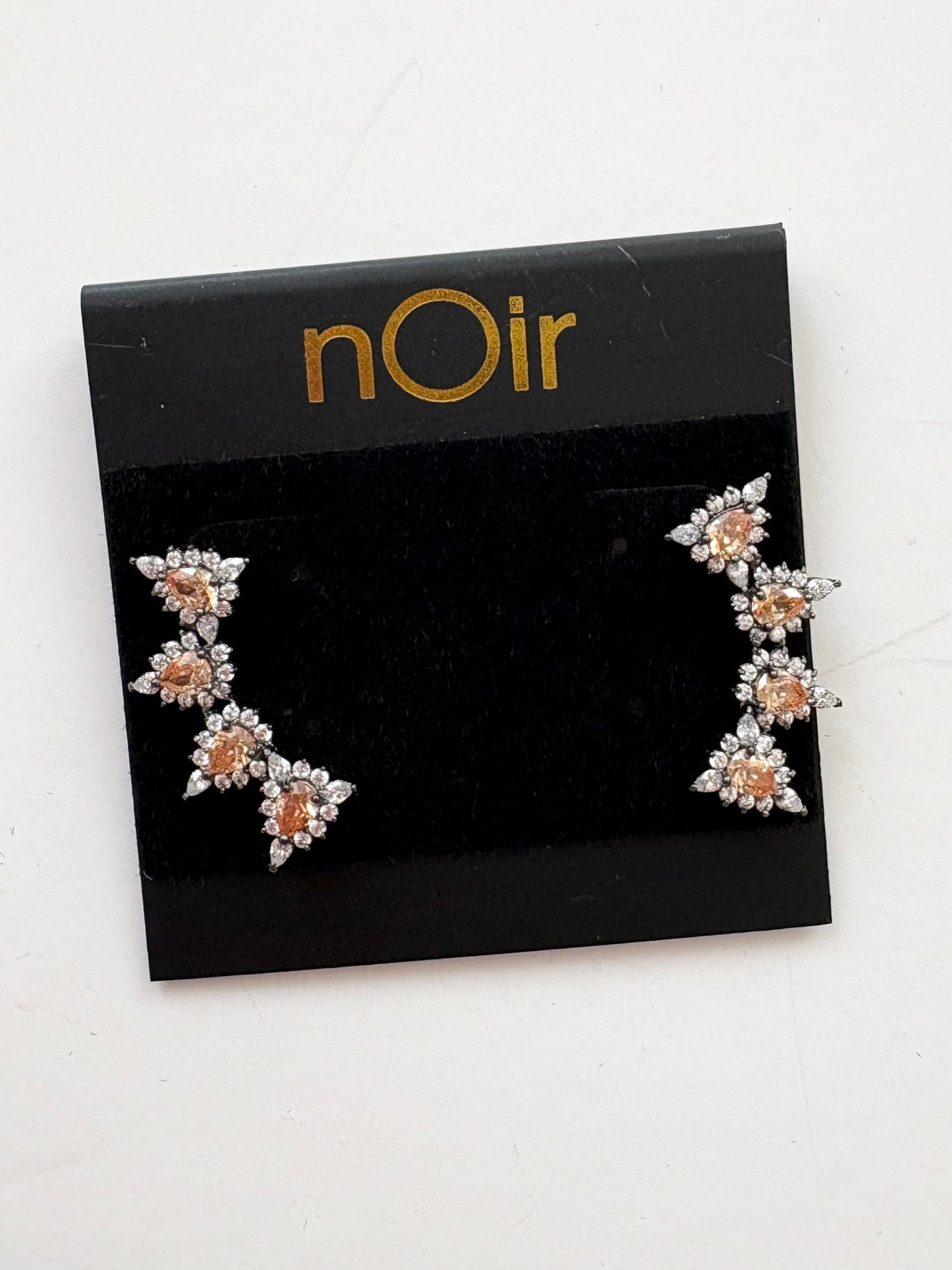 Noir NYC orange stone pave earrings