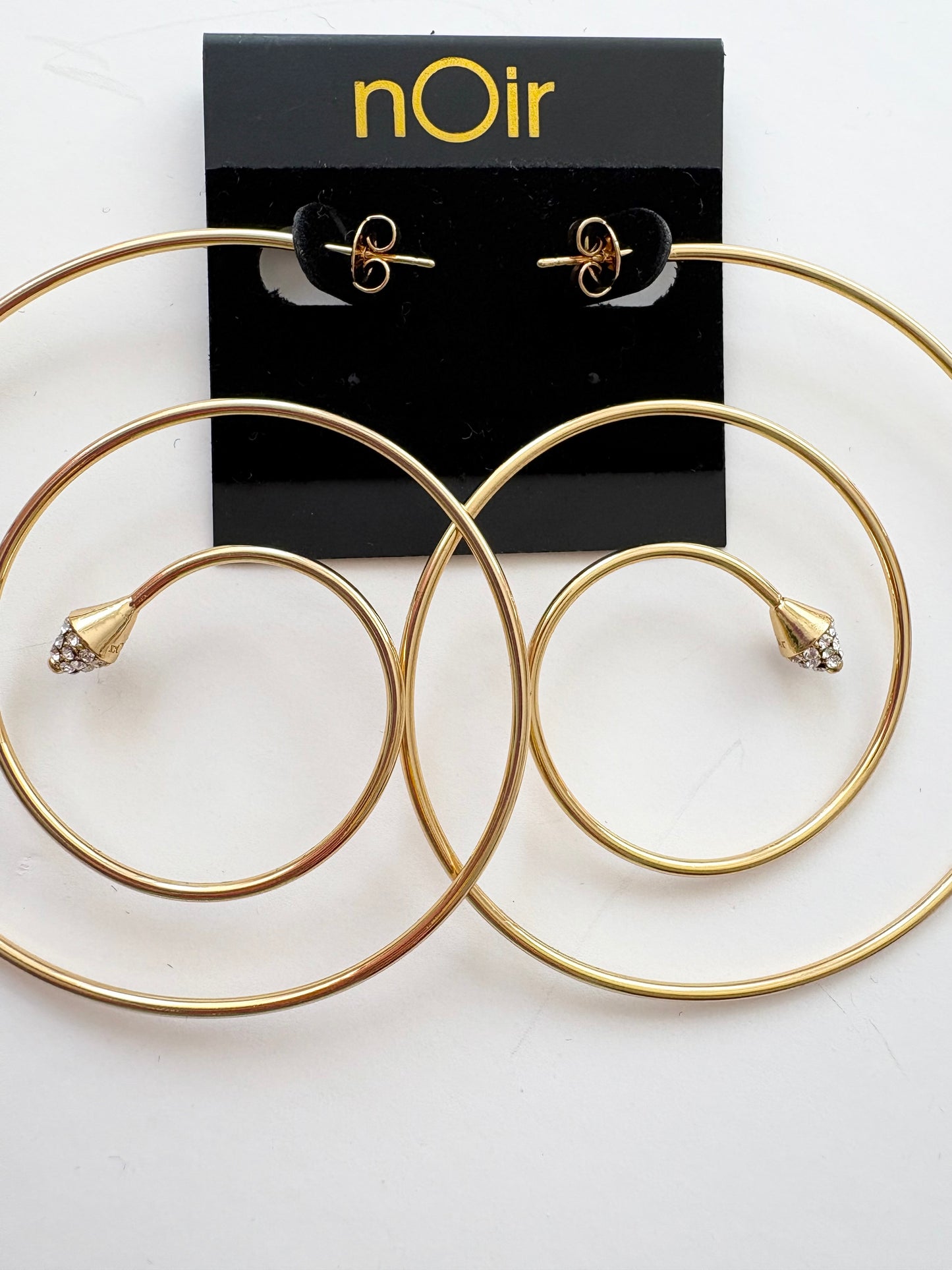 Noir NYC Cindy Spiral Hoop Pave Pyramid Earrings