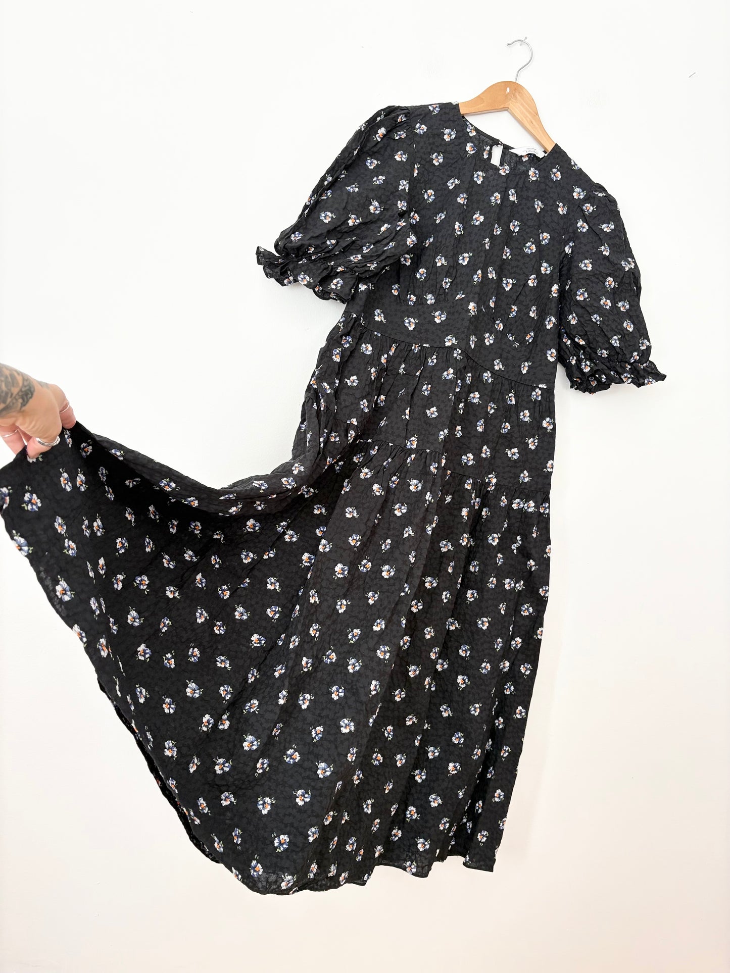 & Other stories floral puff sleeve midi dress Medium
