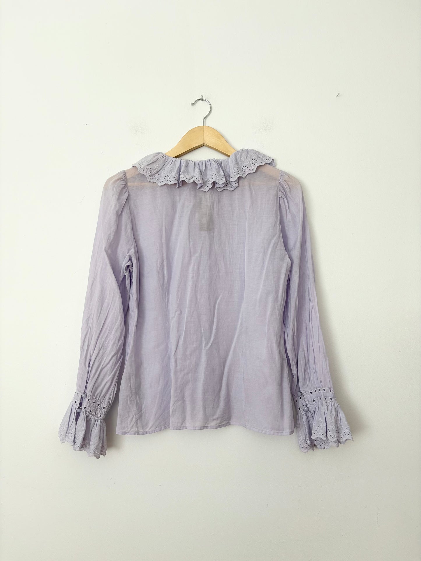 J.crew ruffle collar embroidered blouse Medium