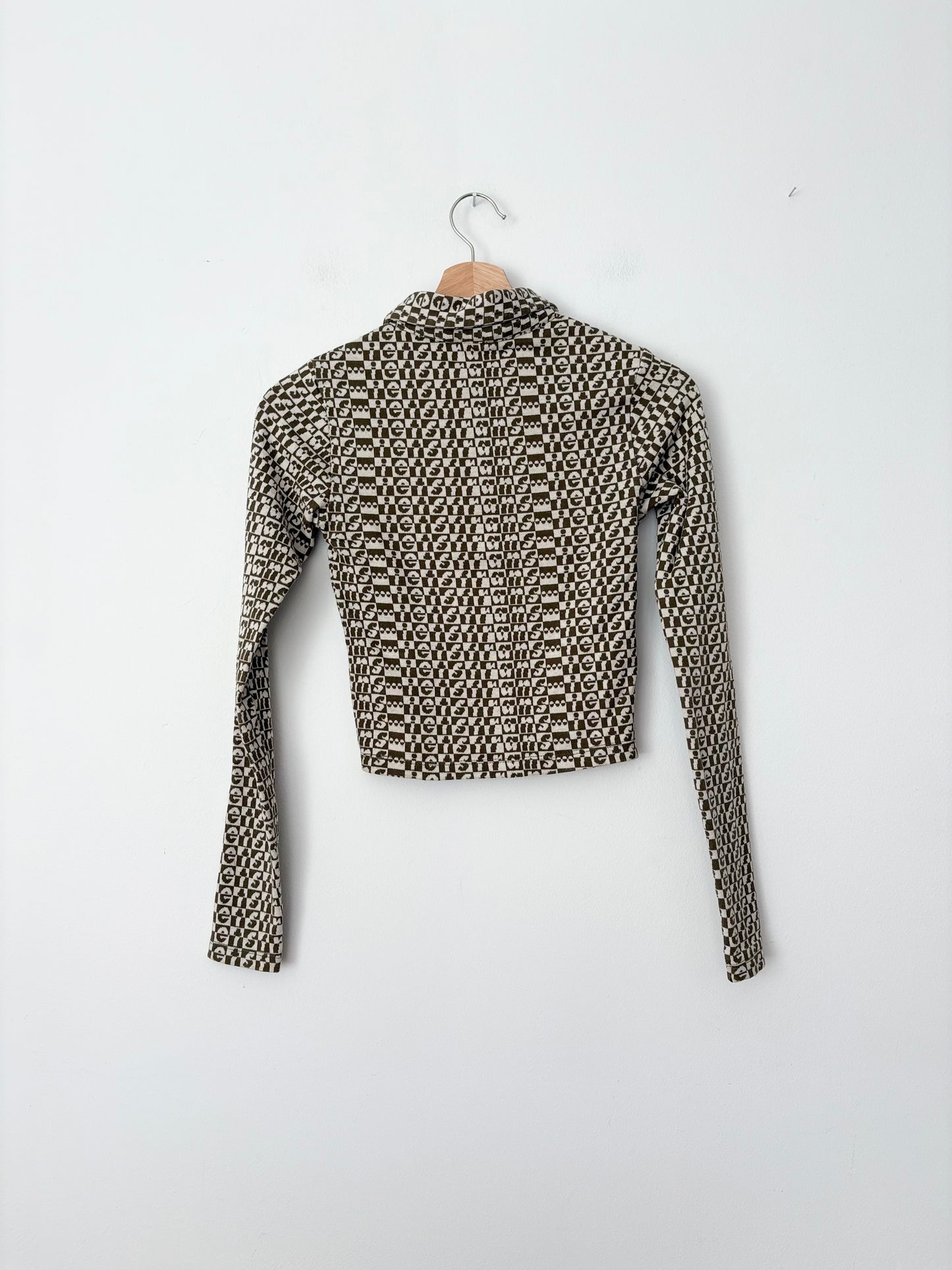 Iet's fran monogram half zip knit top XS