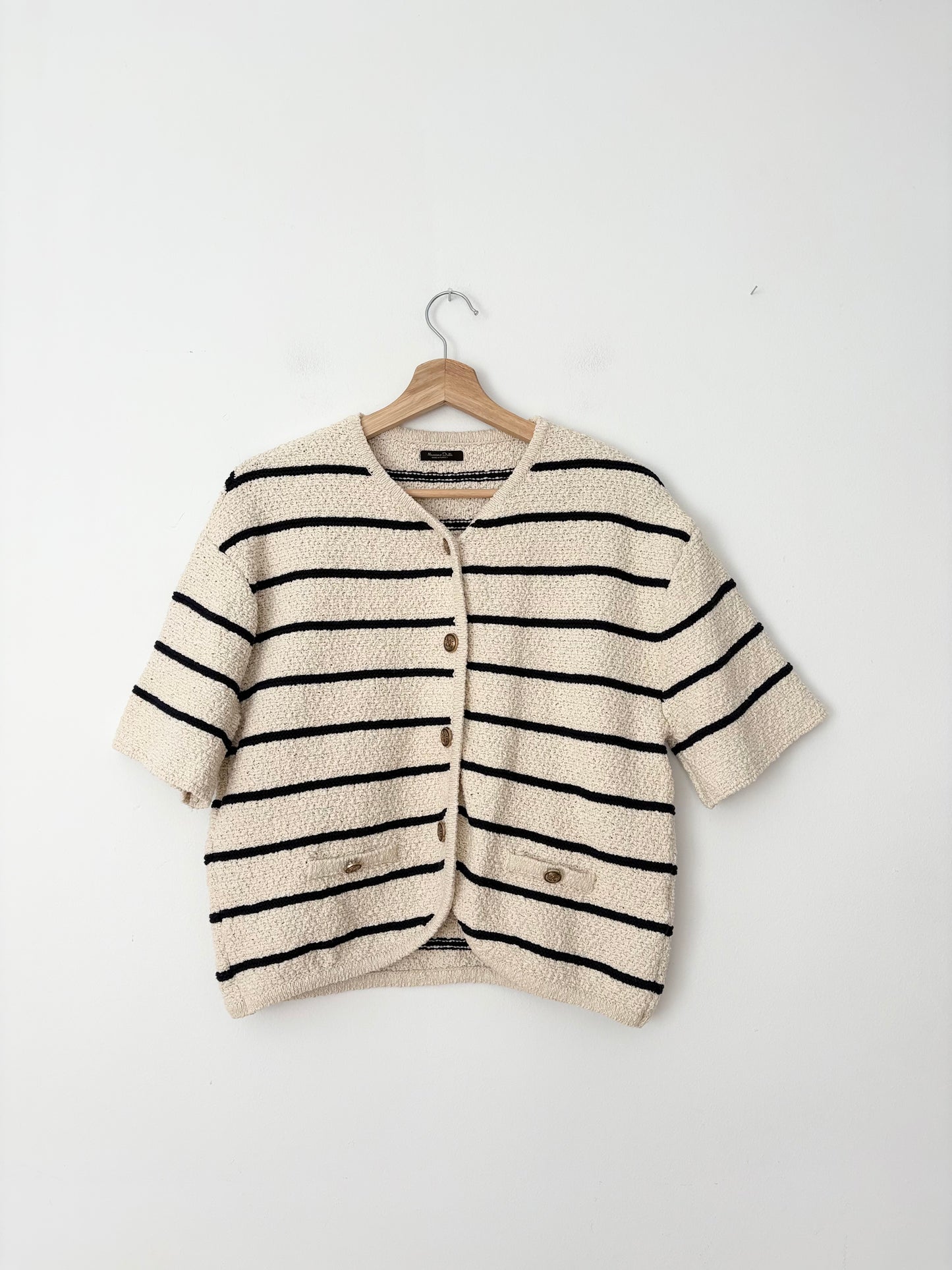 Massimo Dutti stripe textured knit cardigan Medium