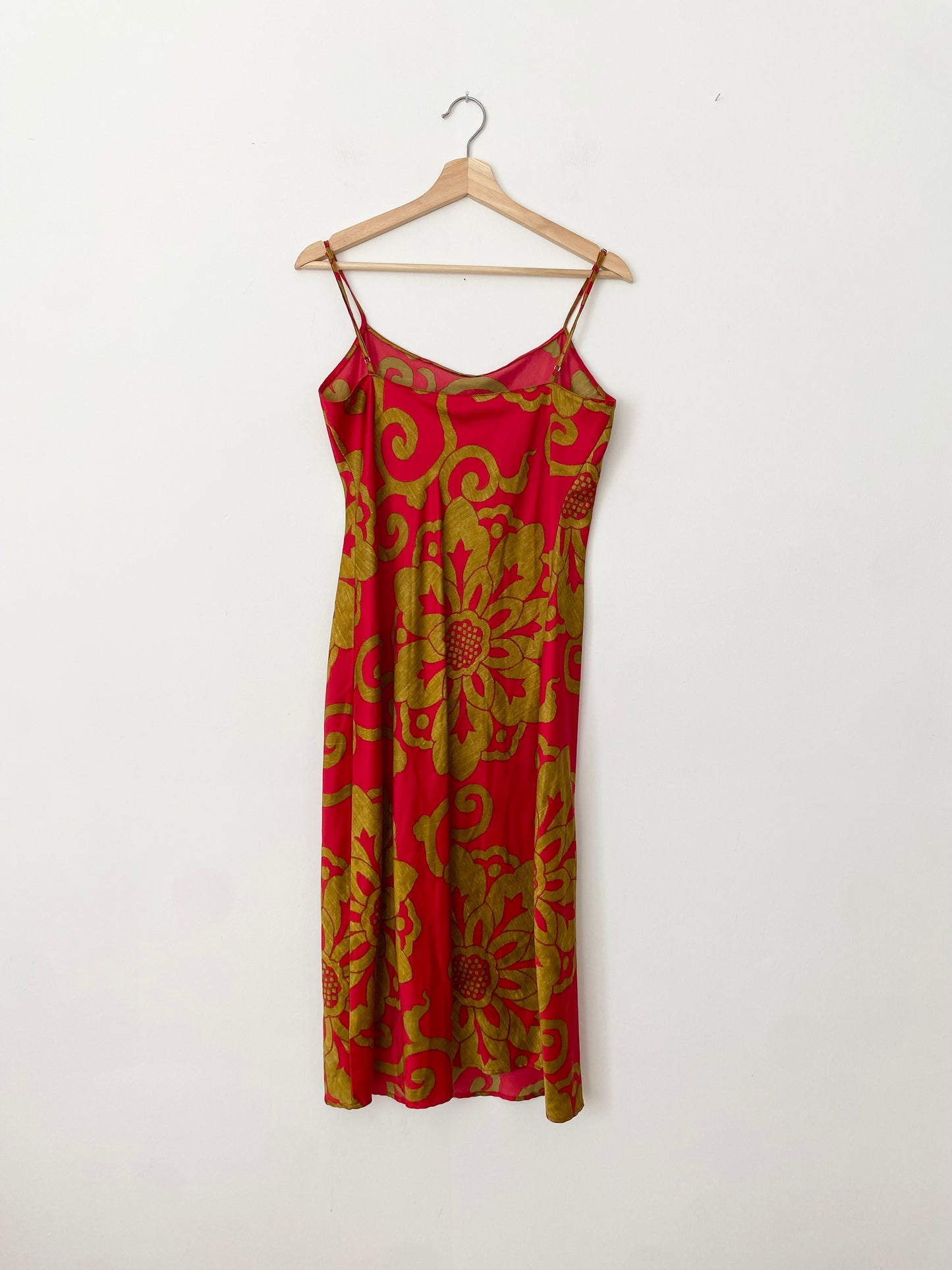Robe longue à imprimé tournesol rouge et doré Natori Small