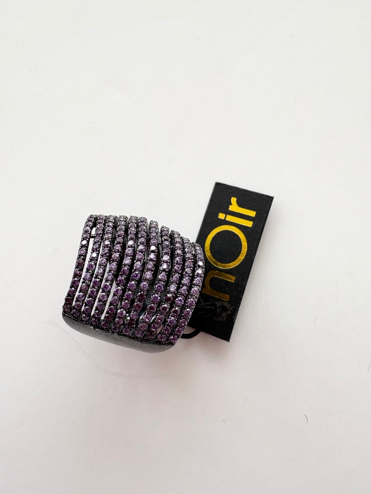 Noir NYC purple crystal spiral ring