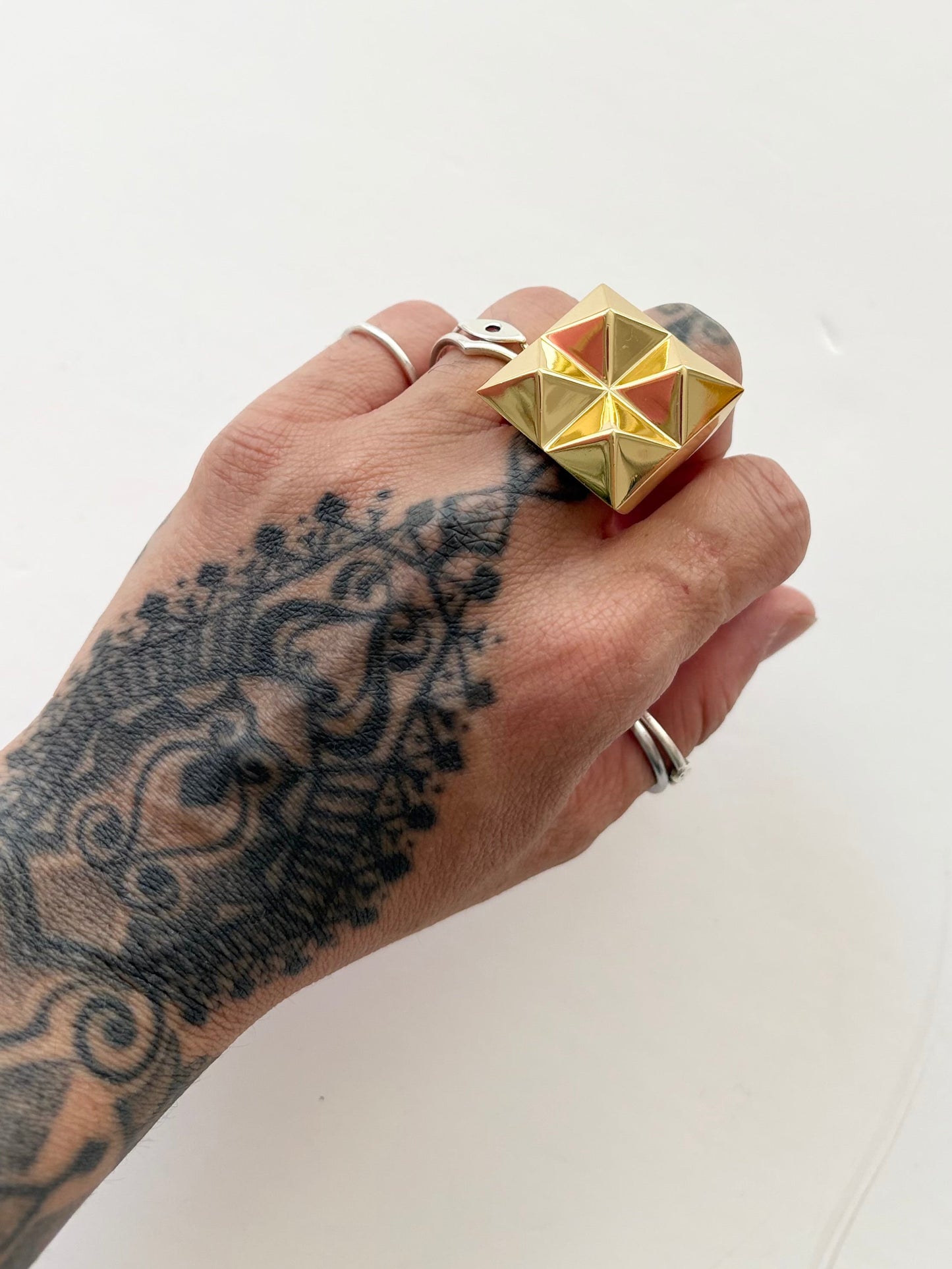 Noir NYC four stud pyramid ring