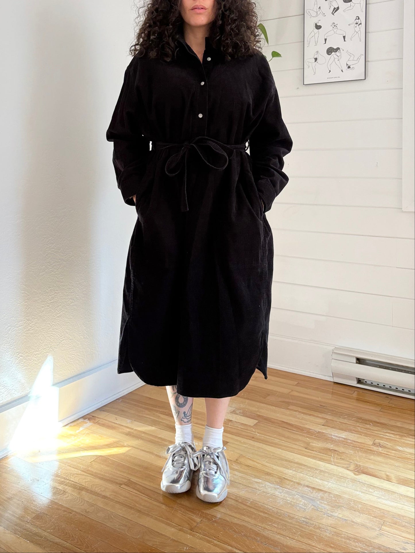 Uniqlo U corduroy belted shirt dress Medium