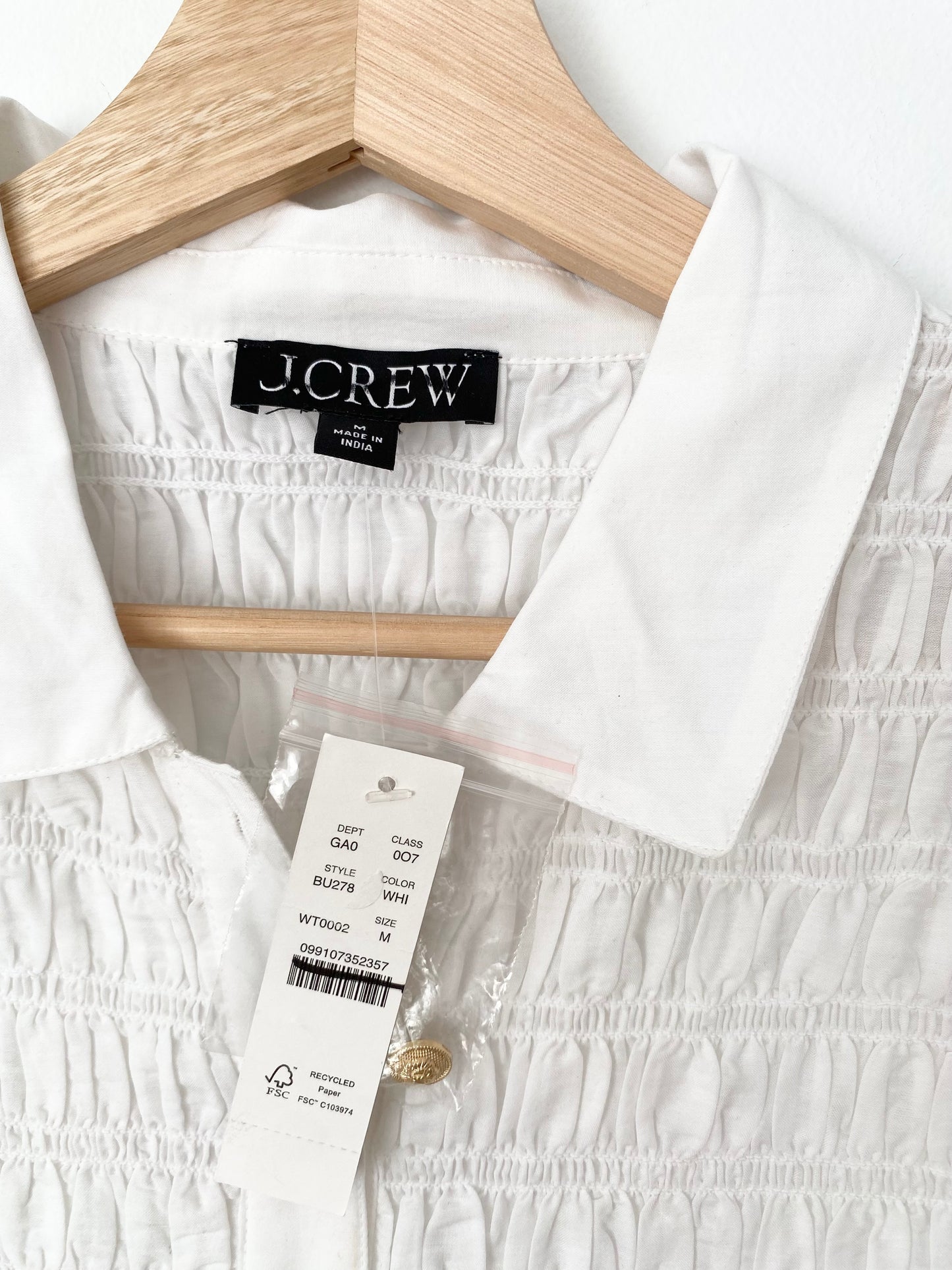 Chemise boutonnée à smocks J.Crew Medium