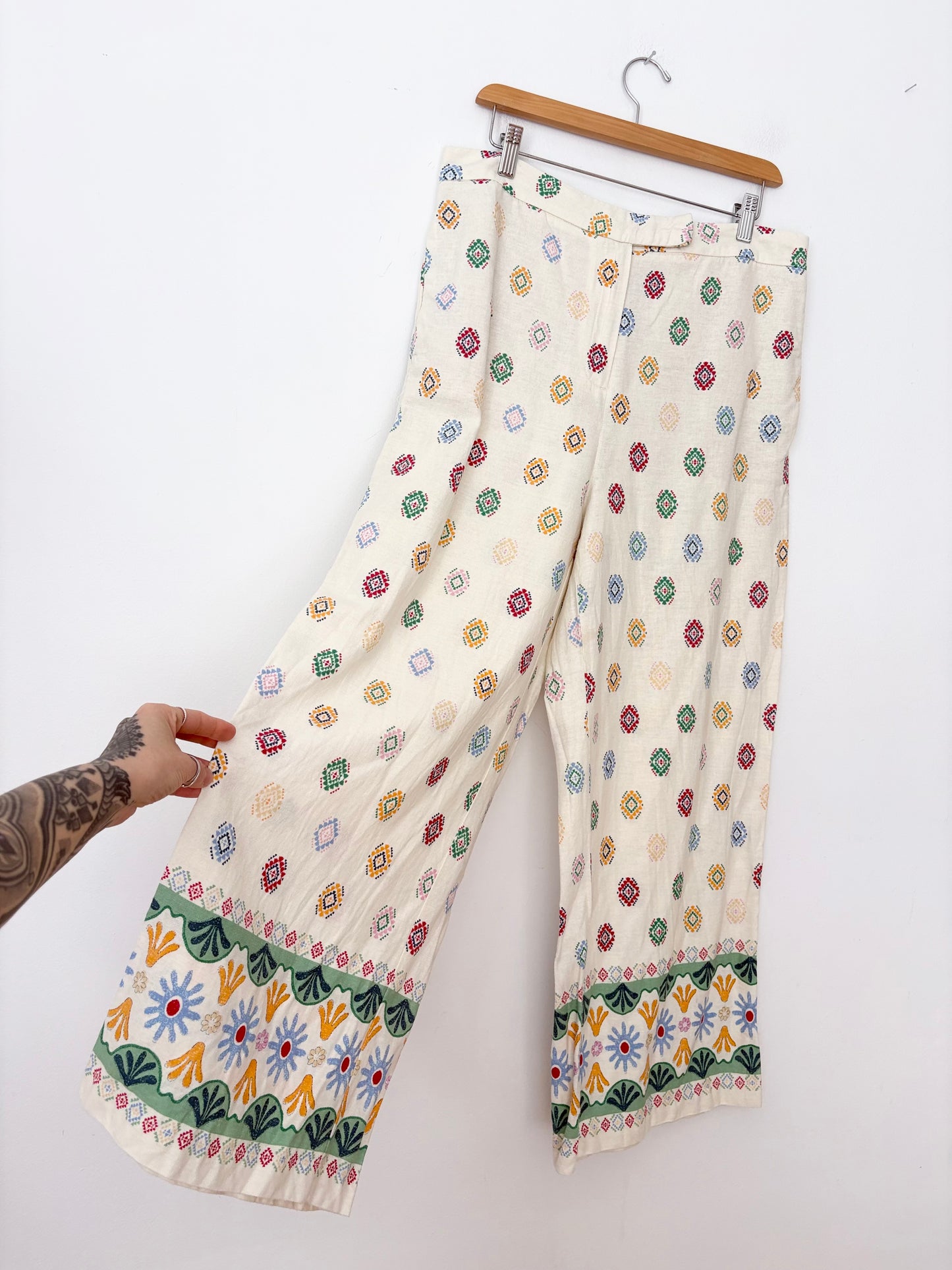 Maison d'Amélie linen blend printed trousers Large