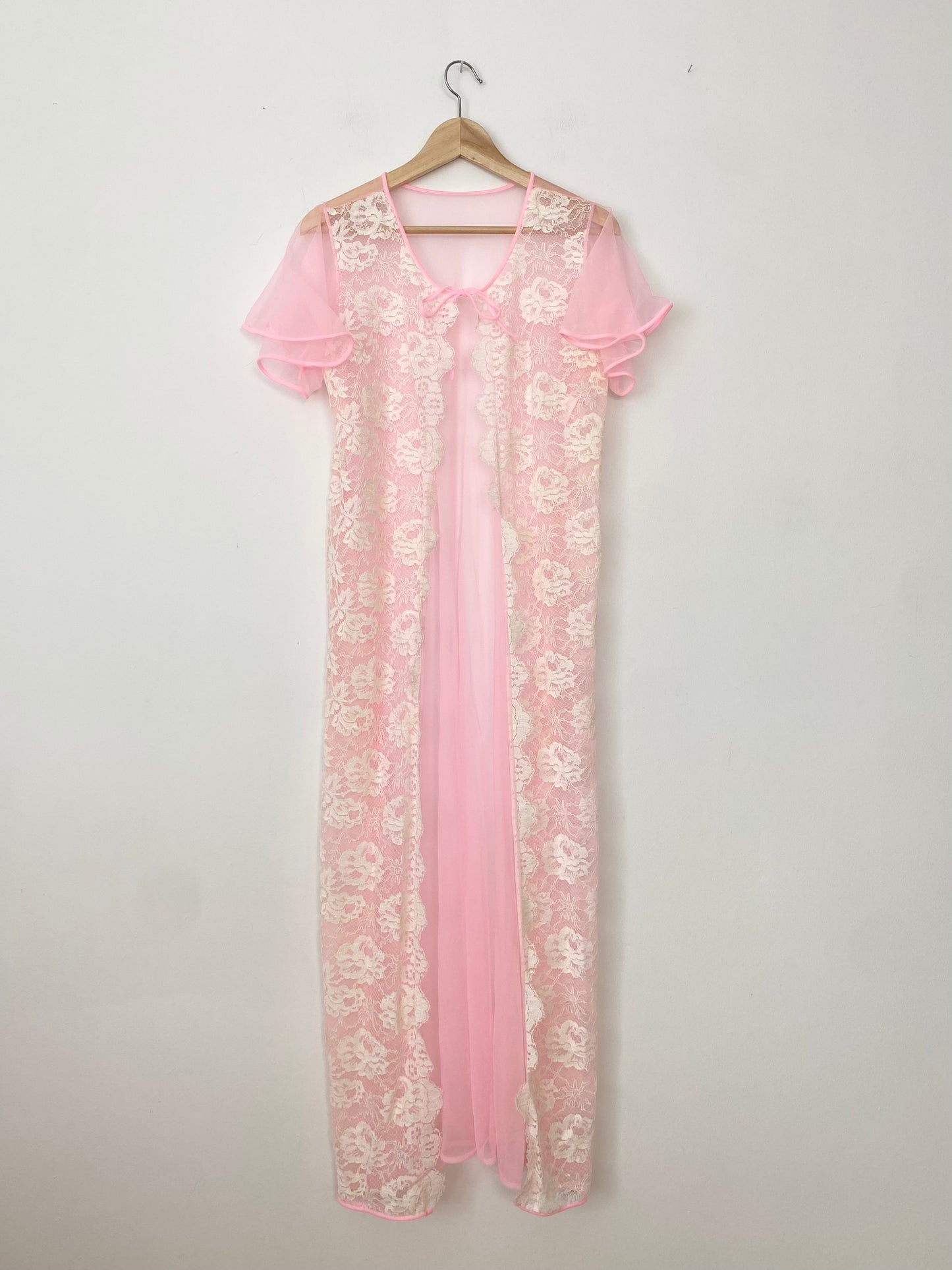 Cardigan maxi en maille avec détails en dentelle vintage S/M