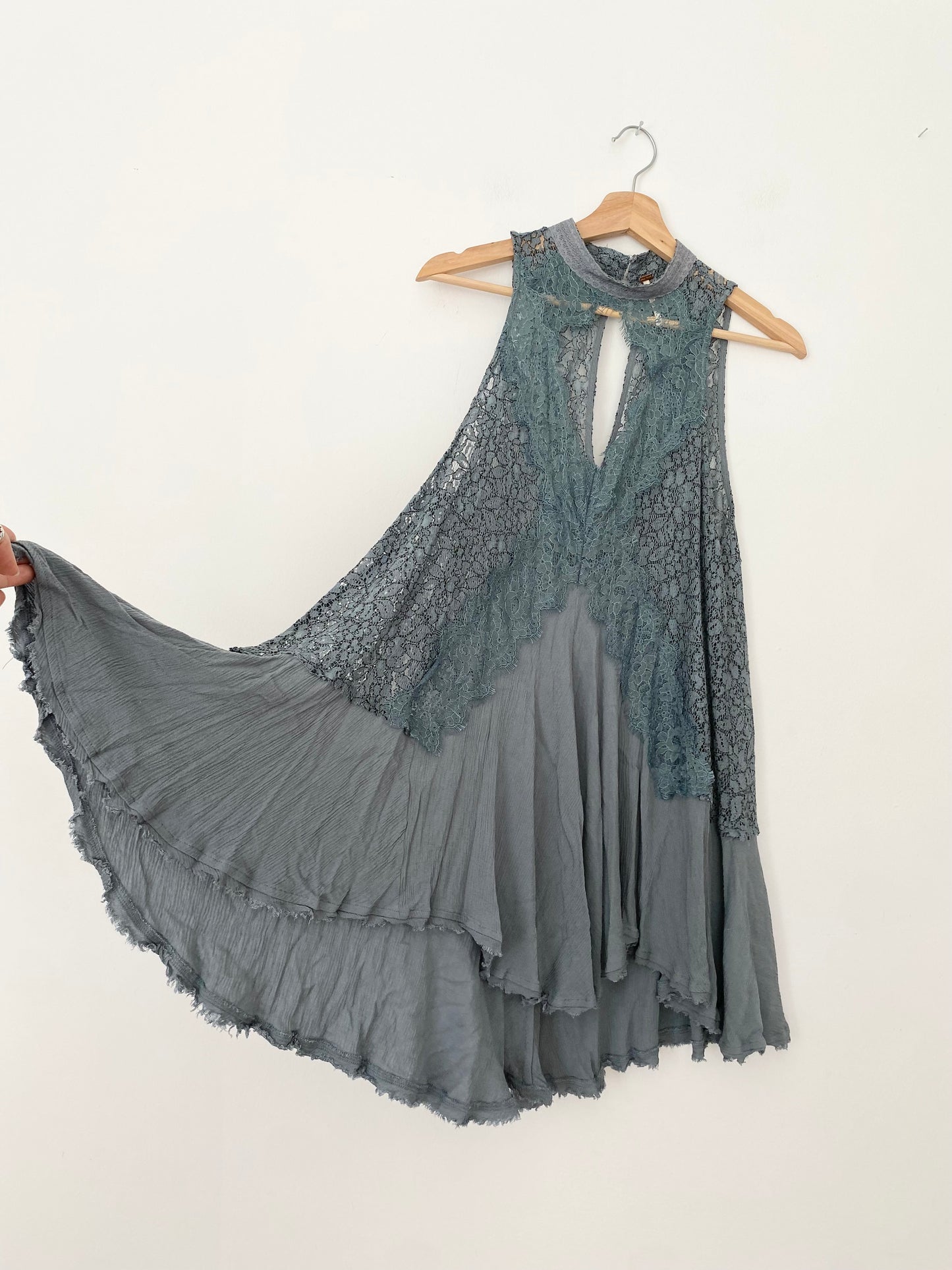 Free People sheer lace high neck dress Medium