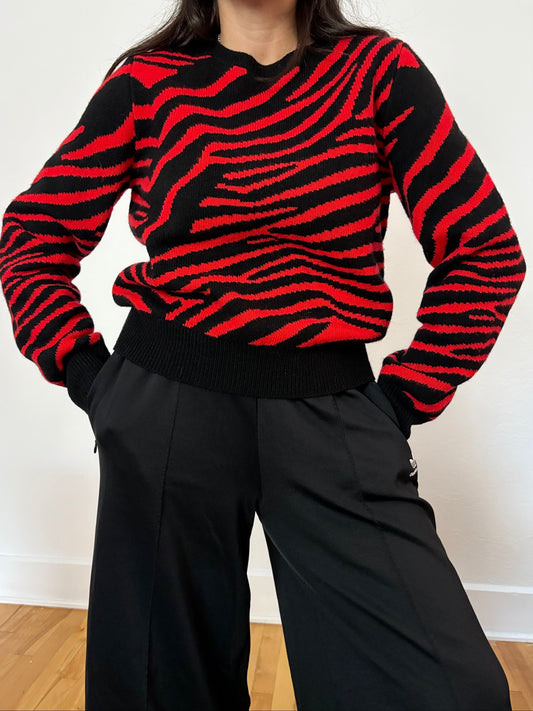 The kooples zebra wool crewneck sweater M/L