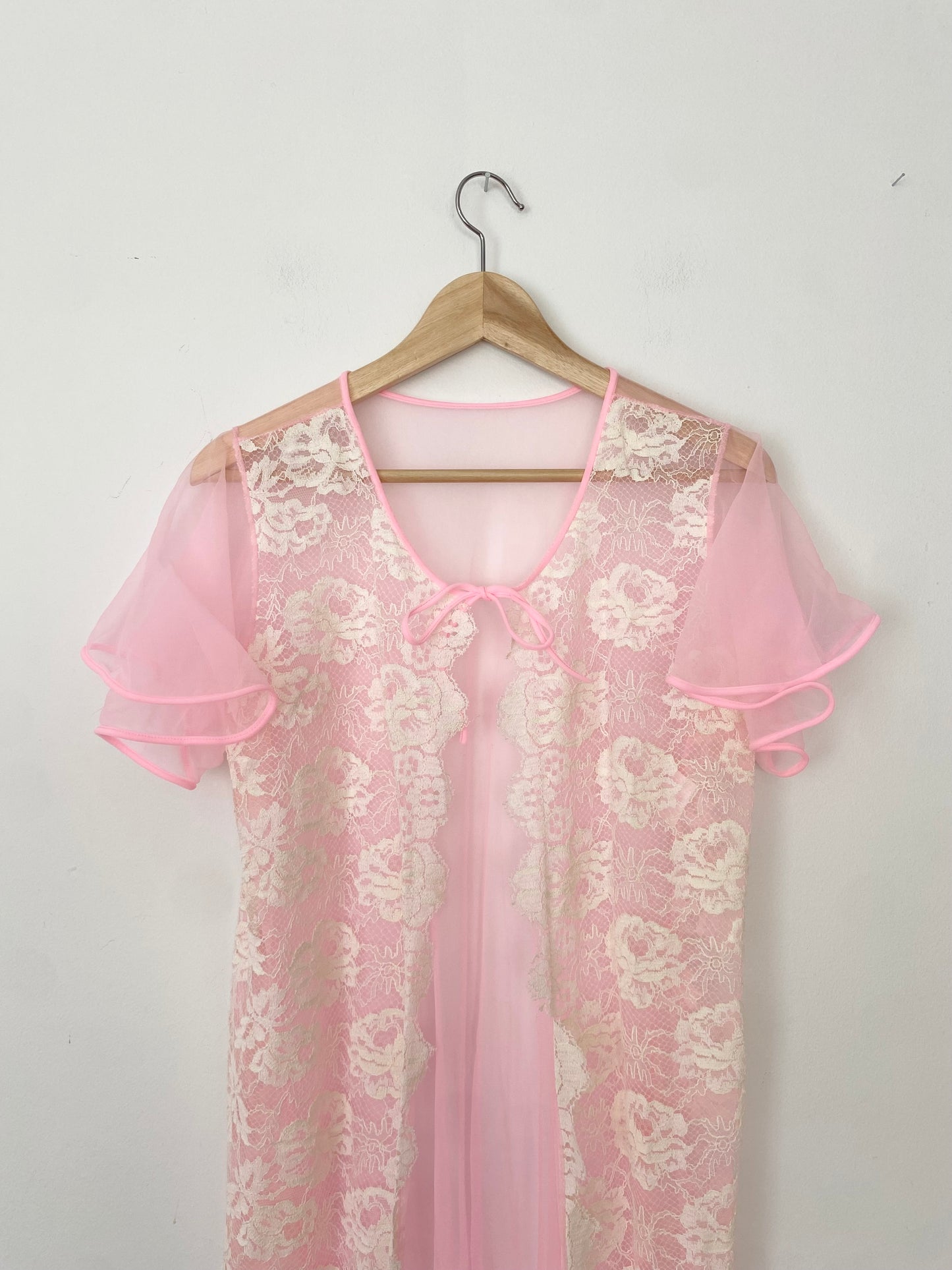Cardigan maxi en maille avec détails en dentelle vintage S/M