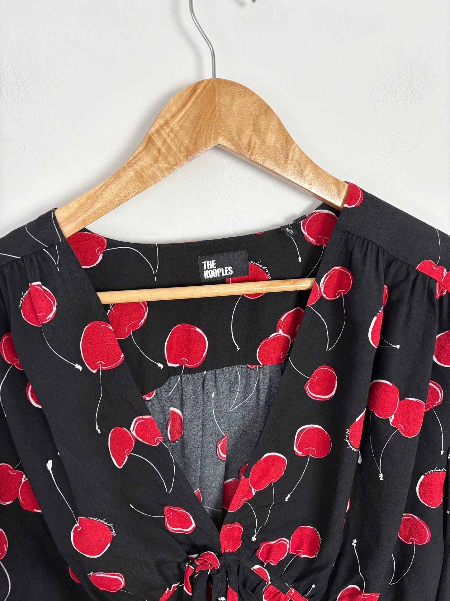 The kooples cherry printed crop blouse M/L