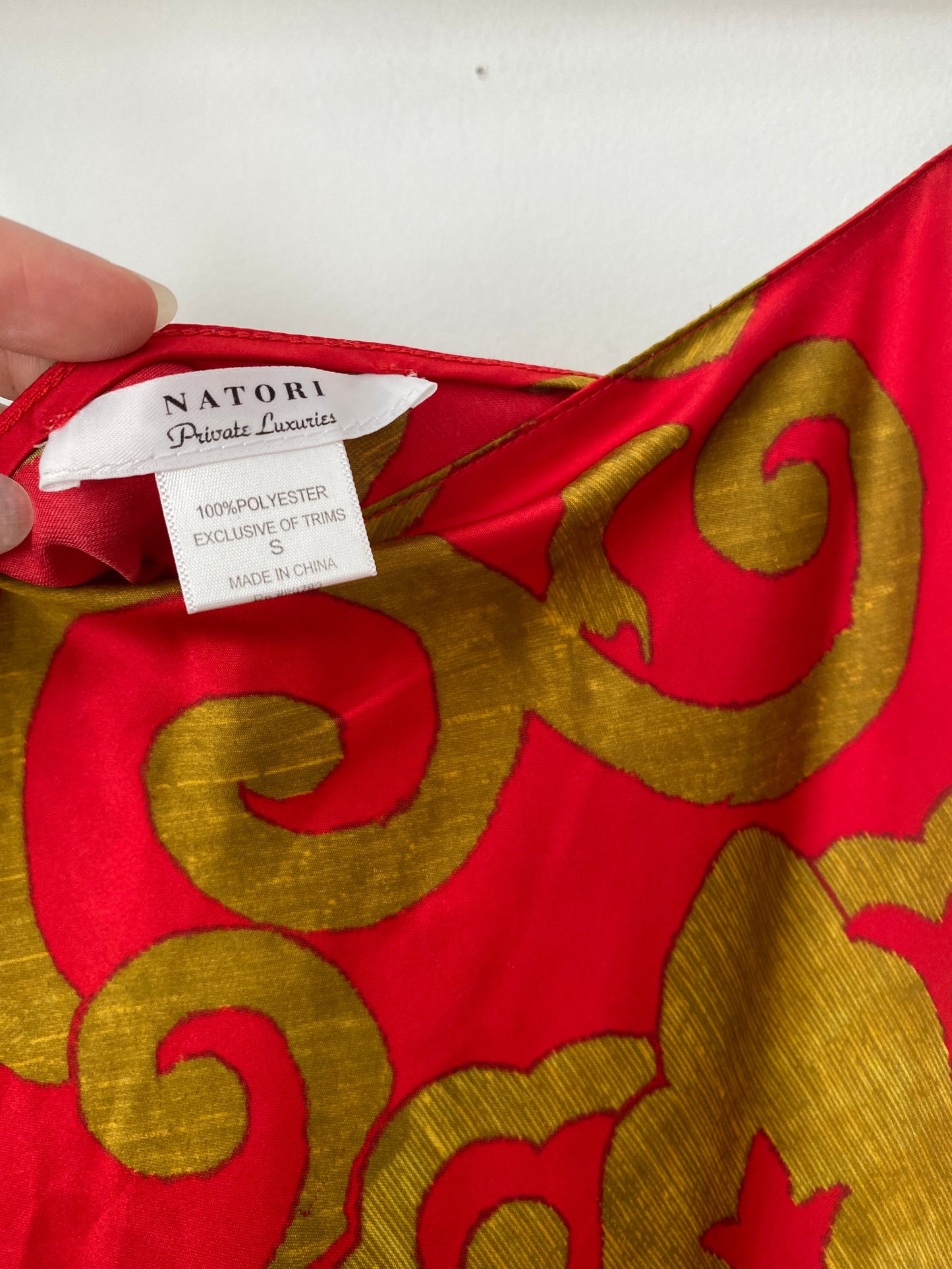 Robe longue à imprimé tournesol rouge et doré Natori Small