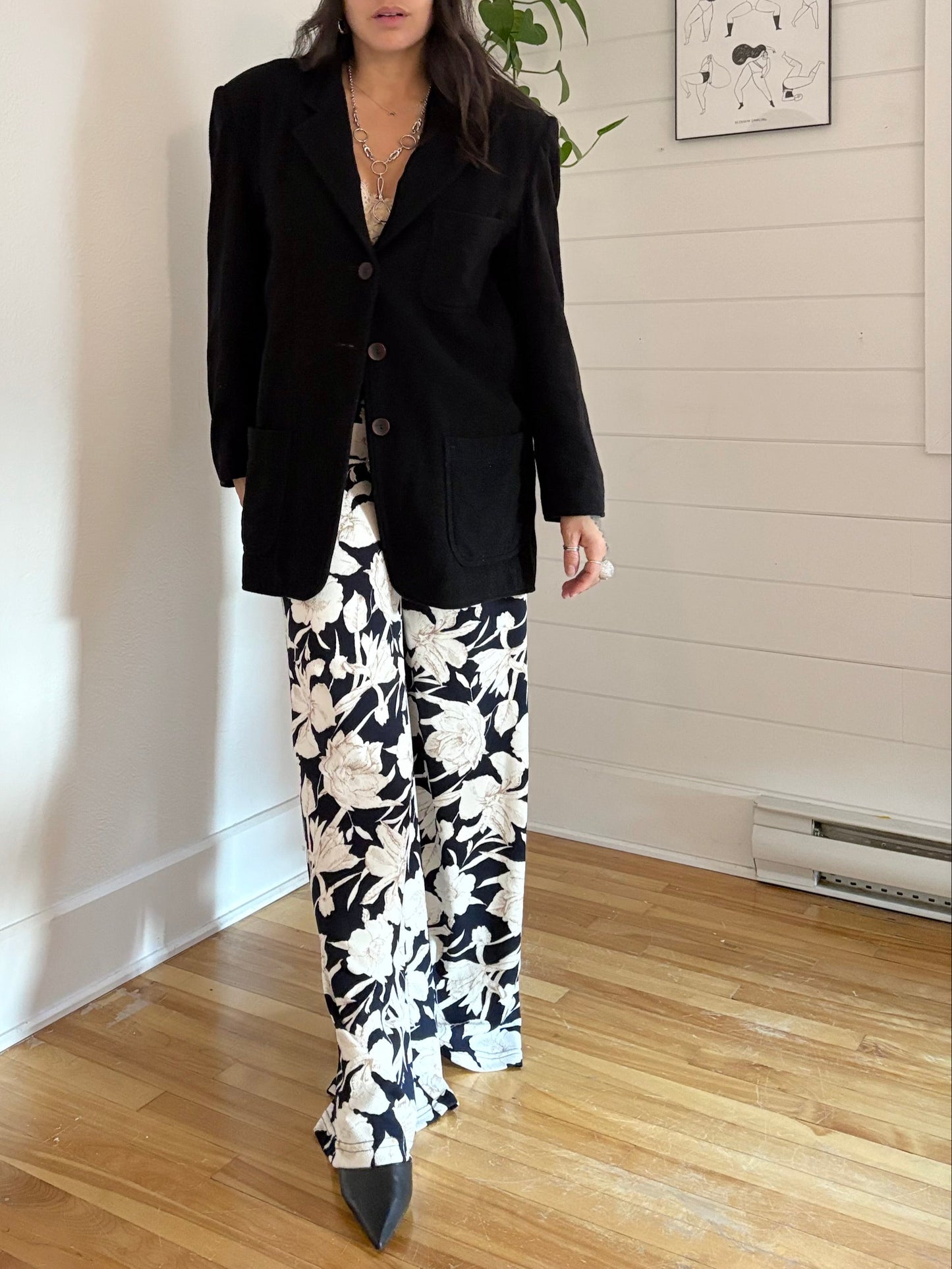 Veste blazer vintage en laine mélangée M/L