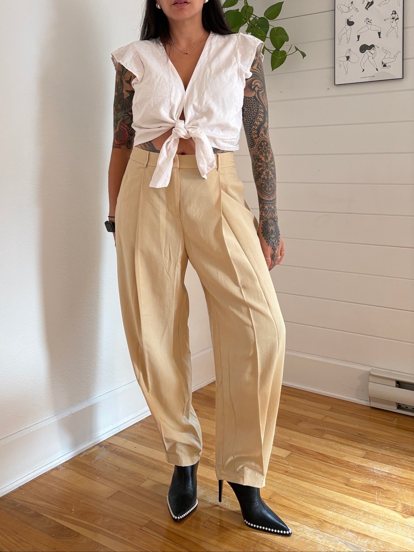 Lattelier linen blend tailored pants Large