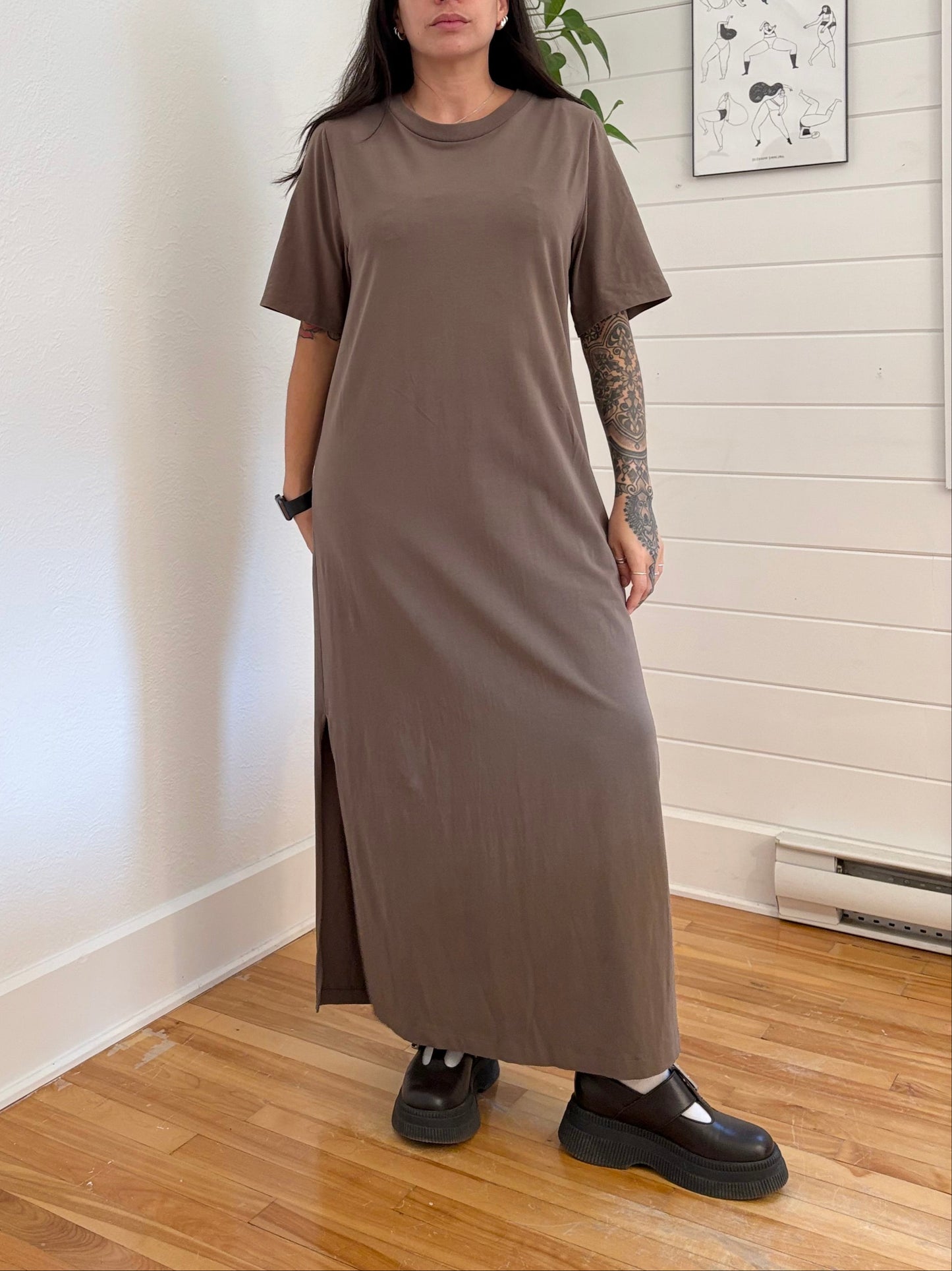 COS split hem midi T shirt dress S/M