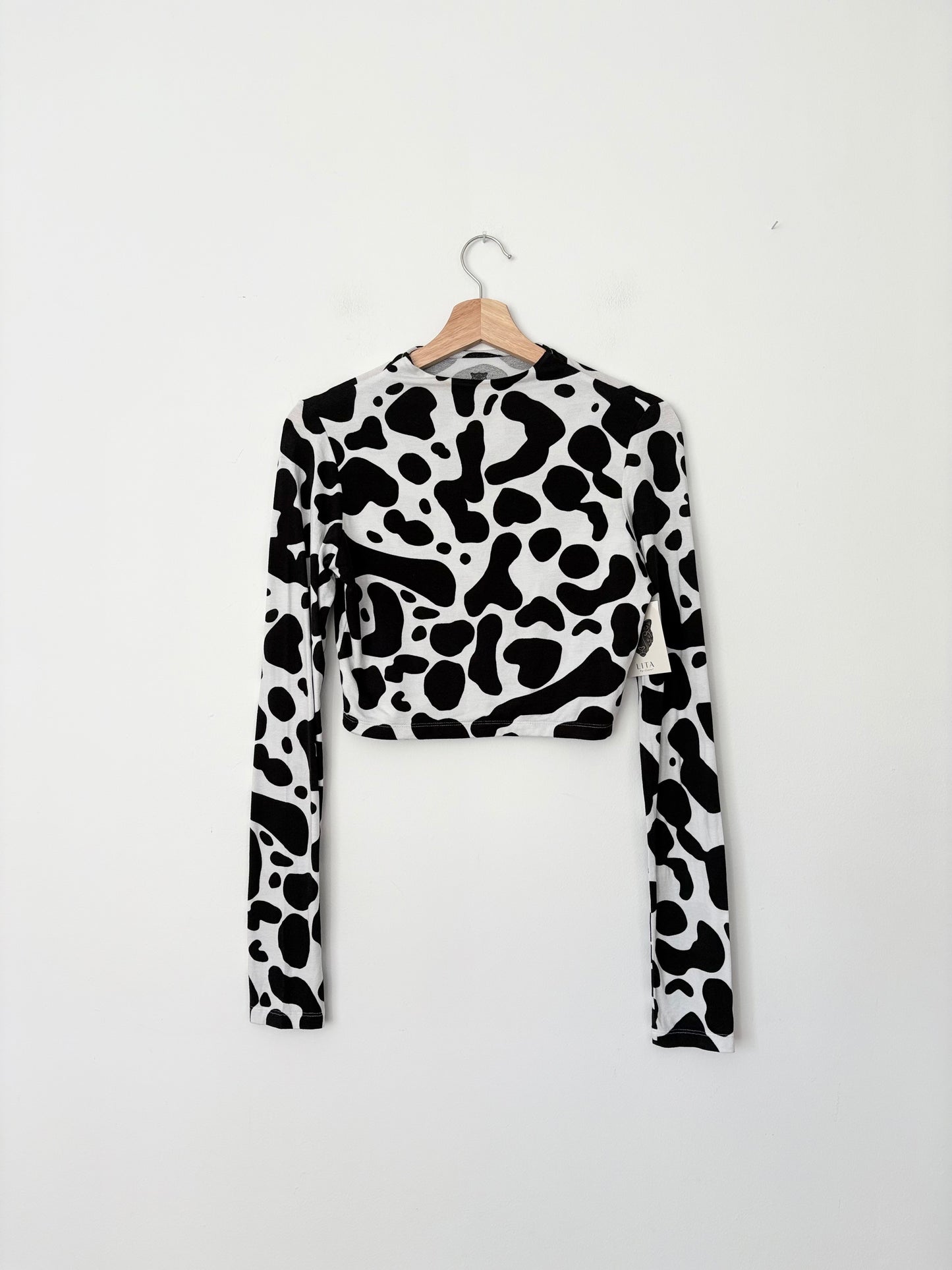 Lita by Ciara cow print mockneck top Medium