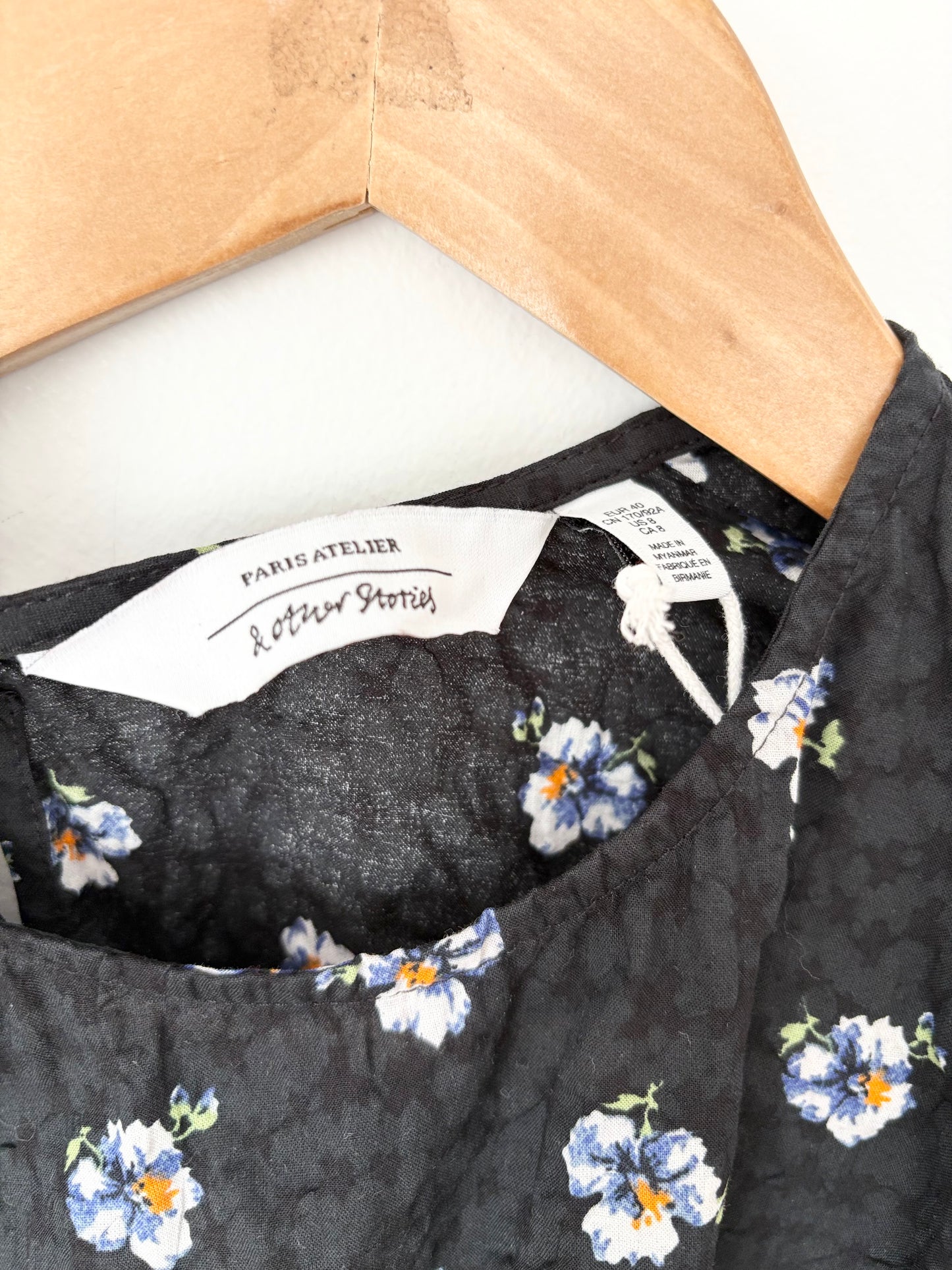 & Other stories floral puff sleeve midi dress Medium