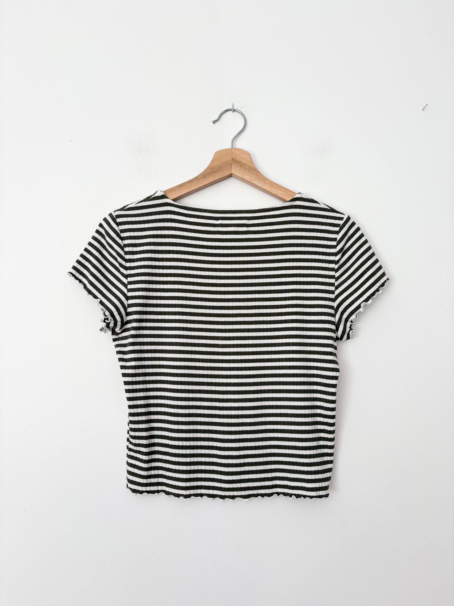 T-shirt col en V boutonné à rayures Madewell, taille M
