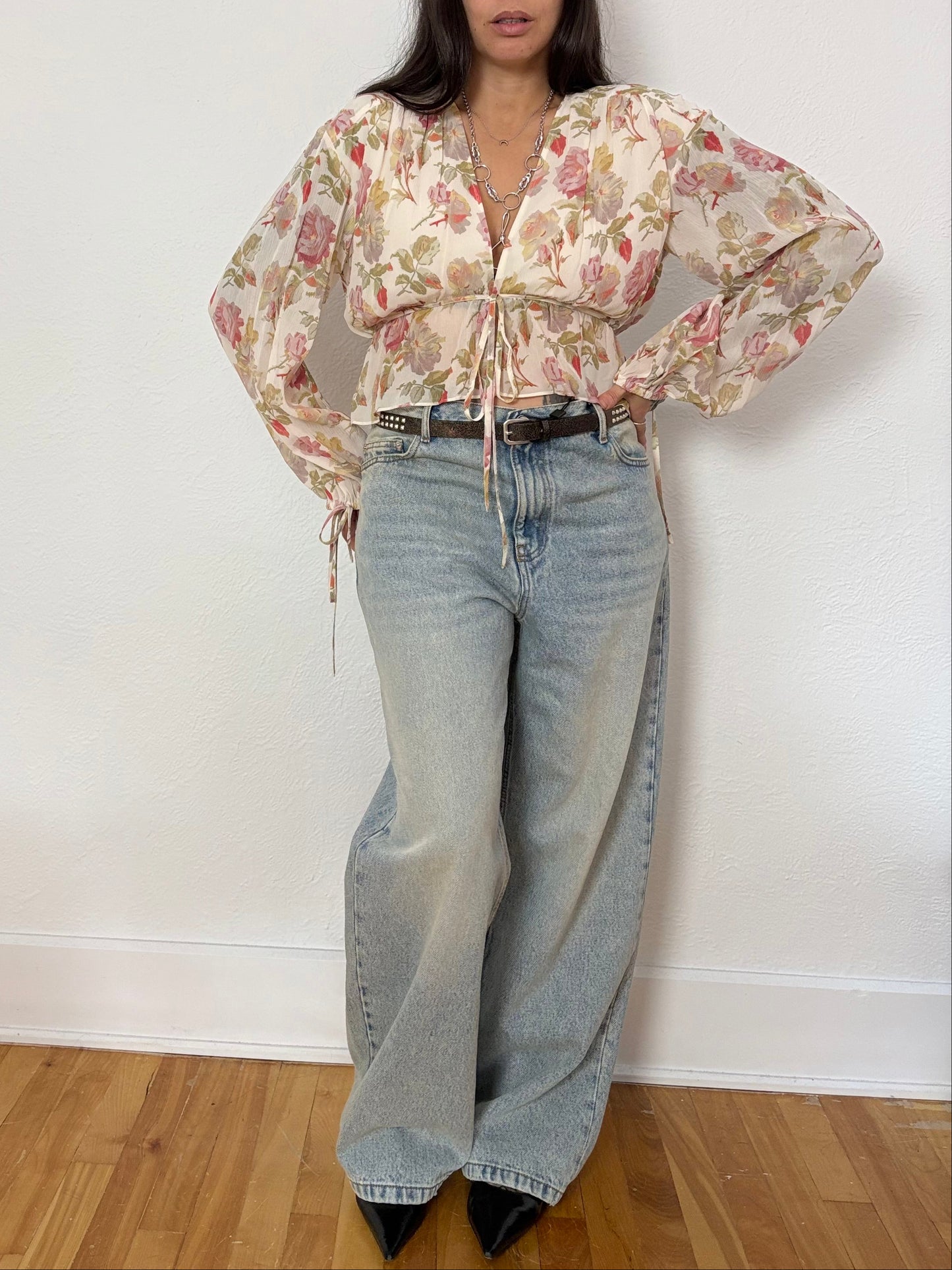 The kooples english rose silk crop blouse M/L