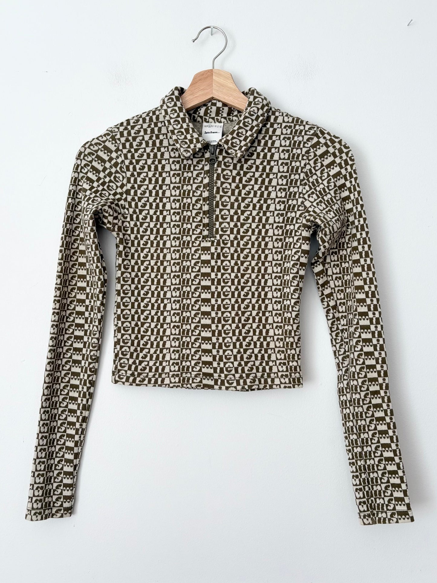 Iet's fran monogram half zip knit top XS